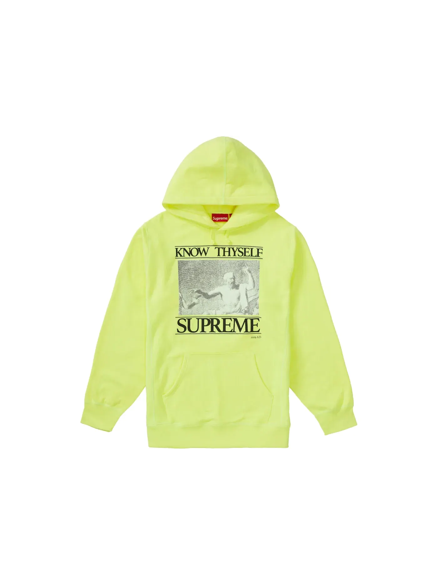 Мужской худи с принтом Know Thyself Supreme — изображение 1 из 2, яркий желтый