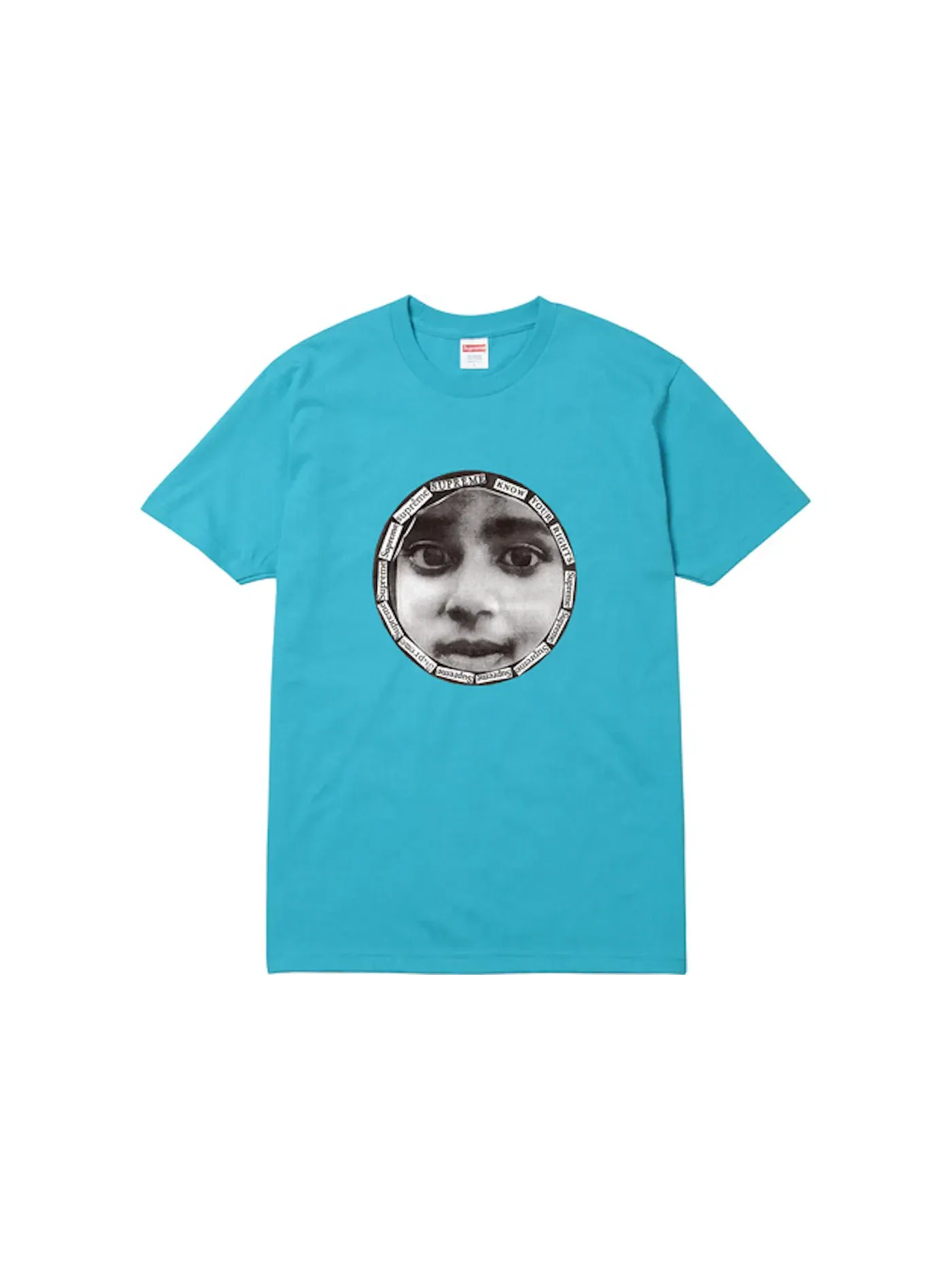 Мужская футболка с принтом Supreme Know Your Rights Tee — изображение 1 из 1, бирюзовый