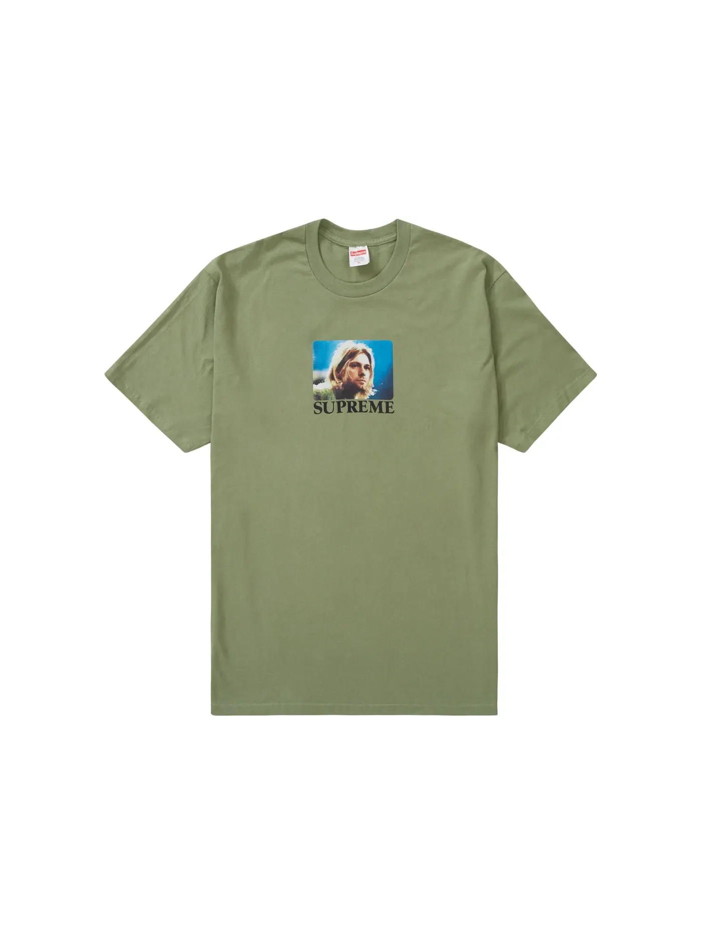 Мужская футболка с принтом Kurt Cobain Tee Supreme — изображение 1 из 1, светлый оливковый