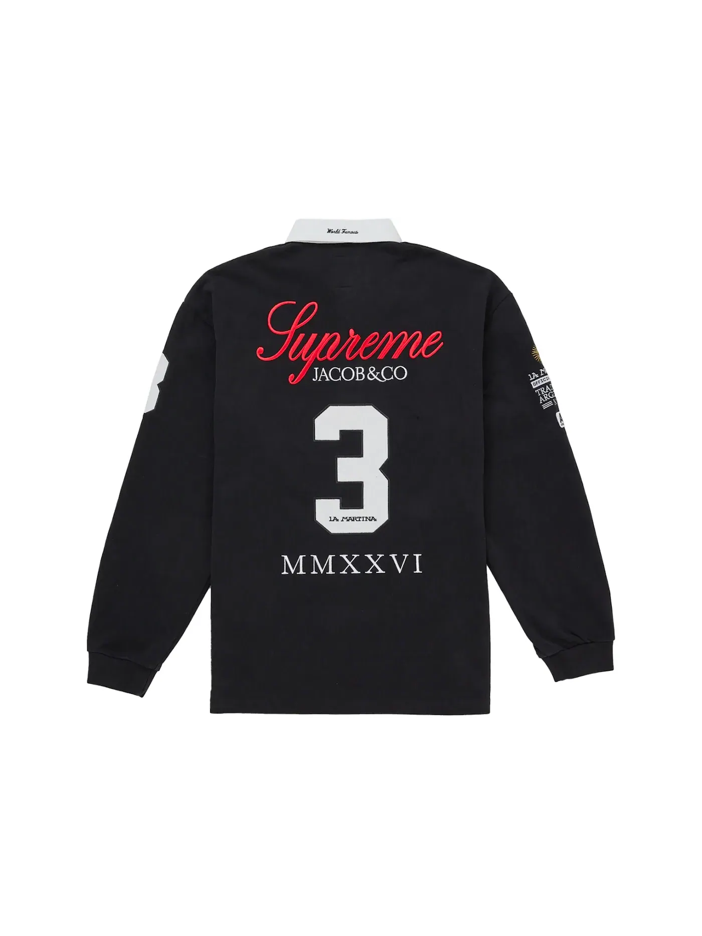 Мужская регби-рубашка с вышивкой Supreme La Martina Rugby — изображение 2 из 2, черный