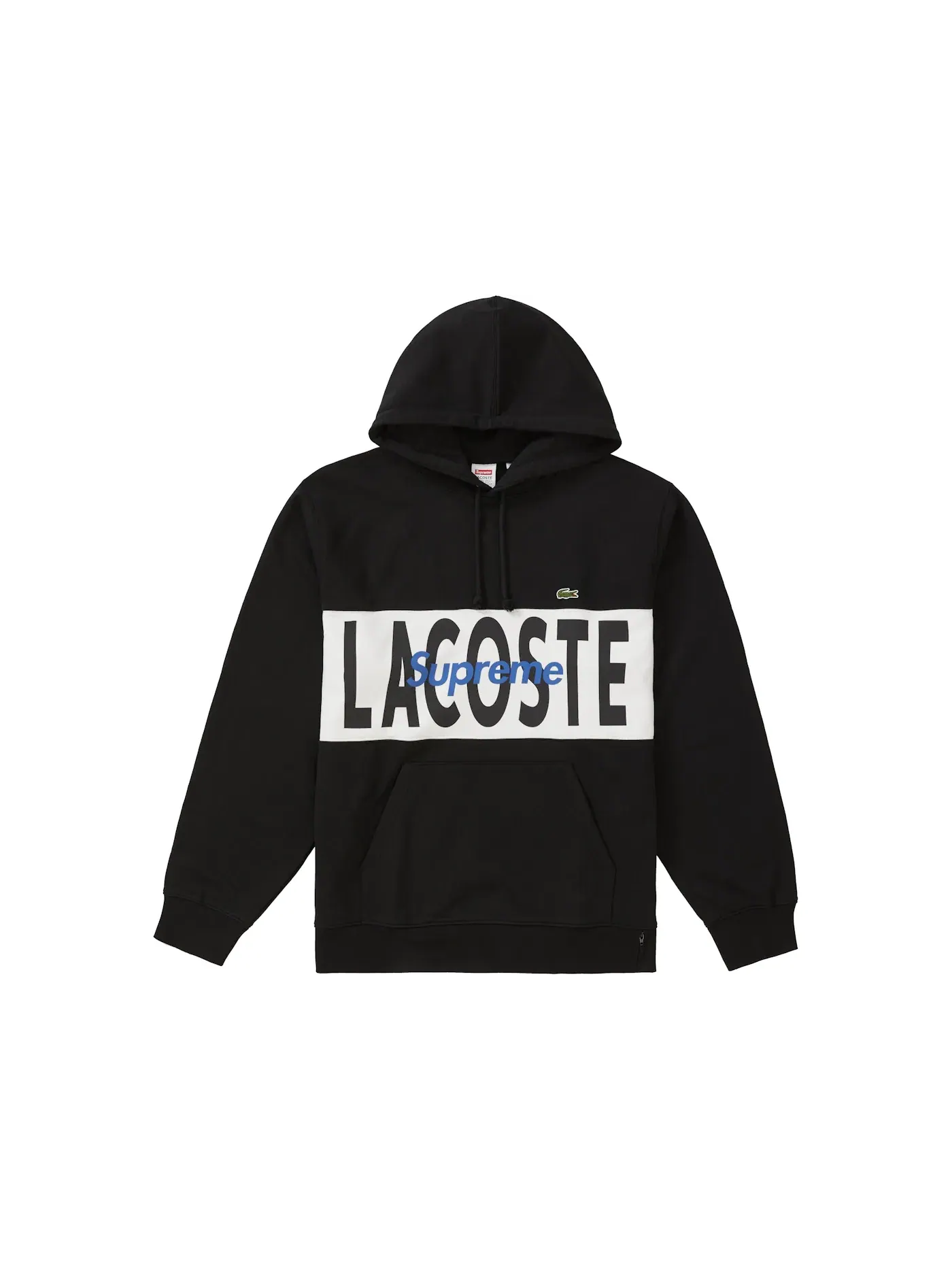 Мужской худи с принтом Supreme LACOSTE Logo Panel Hooded Sweatshirt — изображение 1 из 1, черный