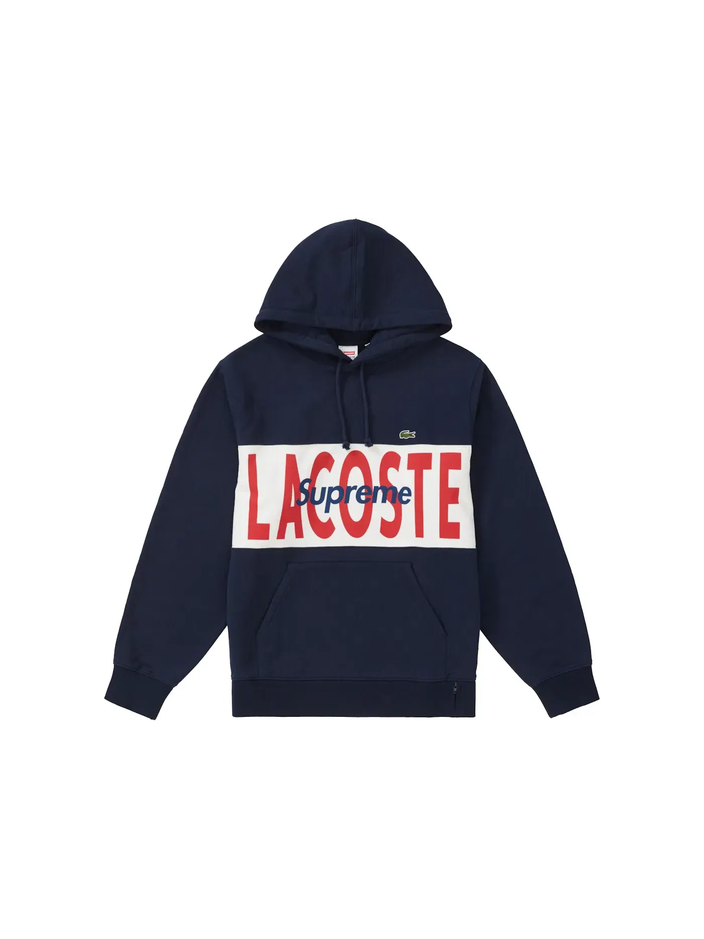 Мужской худи с принтом Supreme LACOSTE Logo Panel Hooded Sweatshirt — изображение 1 из 1, темно-синий