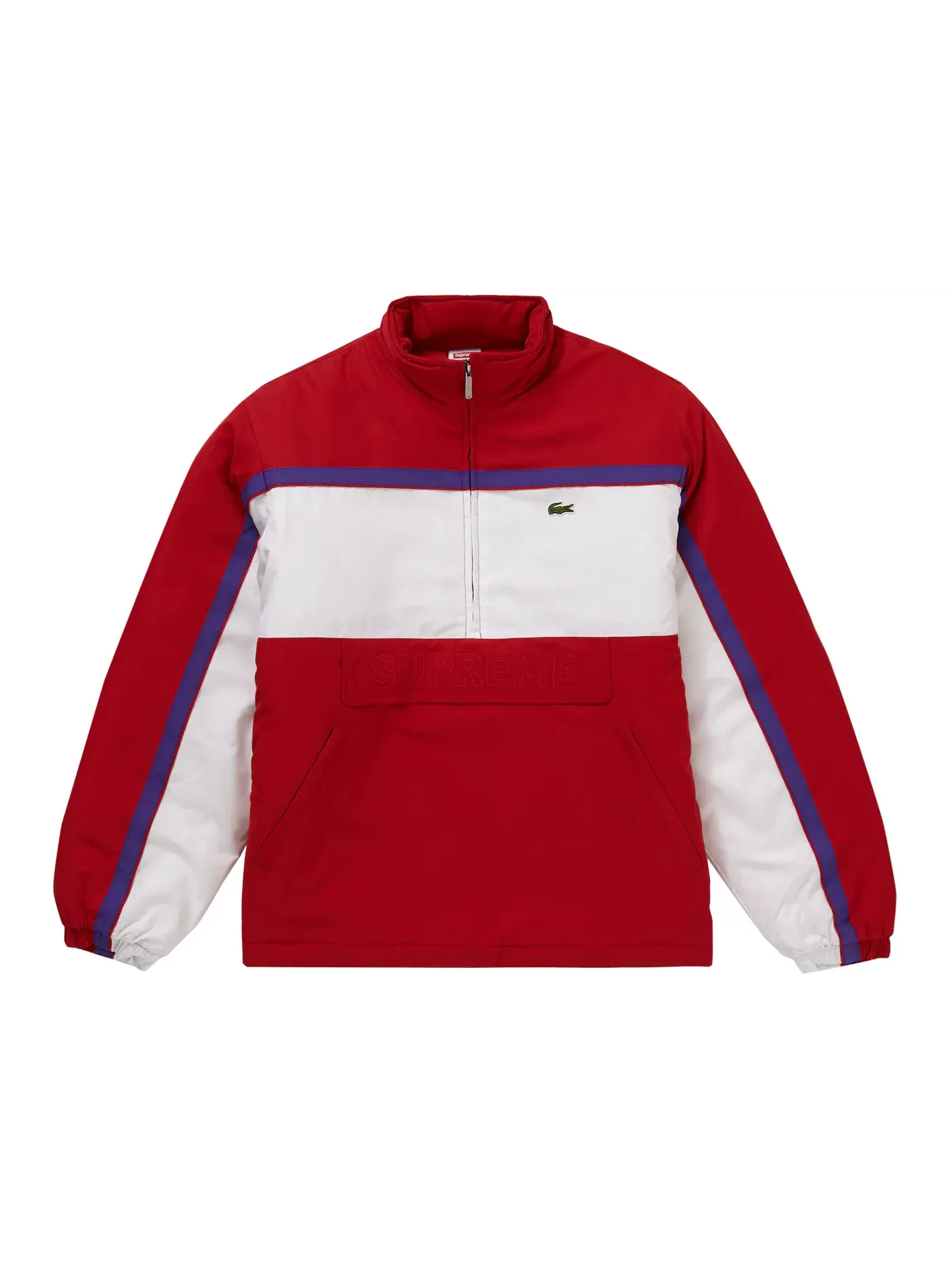 Мужская куртка с принтом Supreme LACOSTE Puffy Half Zip Pullover — изображение 1 из 2, красный