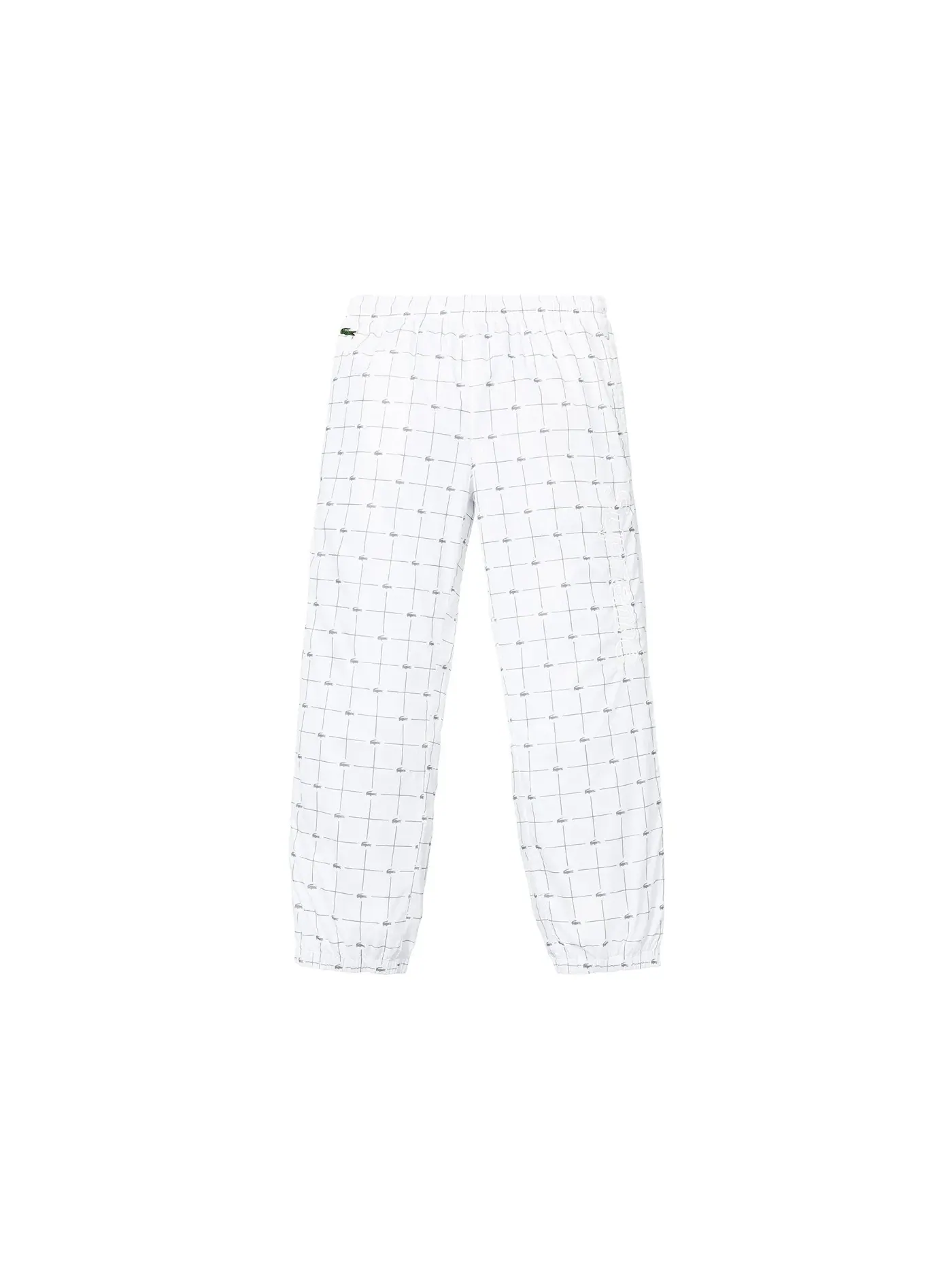 Мужские спортивные штаны с принтом Supreme Lacoste Reflective Grid Nylon Track Pant — изображение 1 из 1, белый