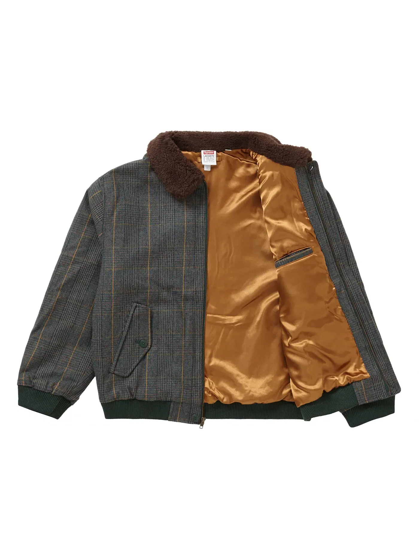Мужская куртка-бомбер из шерсти Supreme LACOSTE Wool Bomber Jacket — изображение 2 из 3, клетчатый