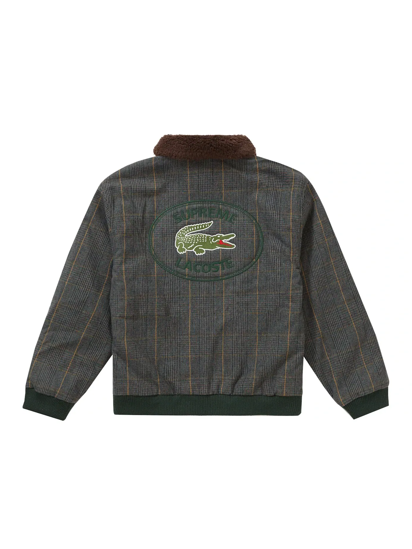 Мужская куртка-бомбер из шерсти Supreme LACOSTE Wool Bomber Jacket — изображение 3 из 3, клетчатый