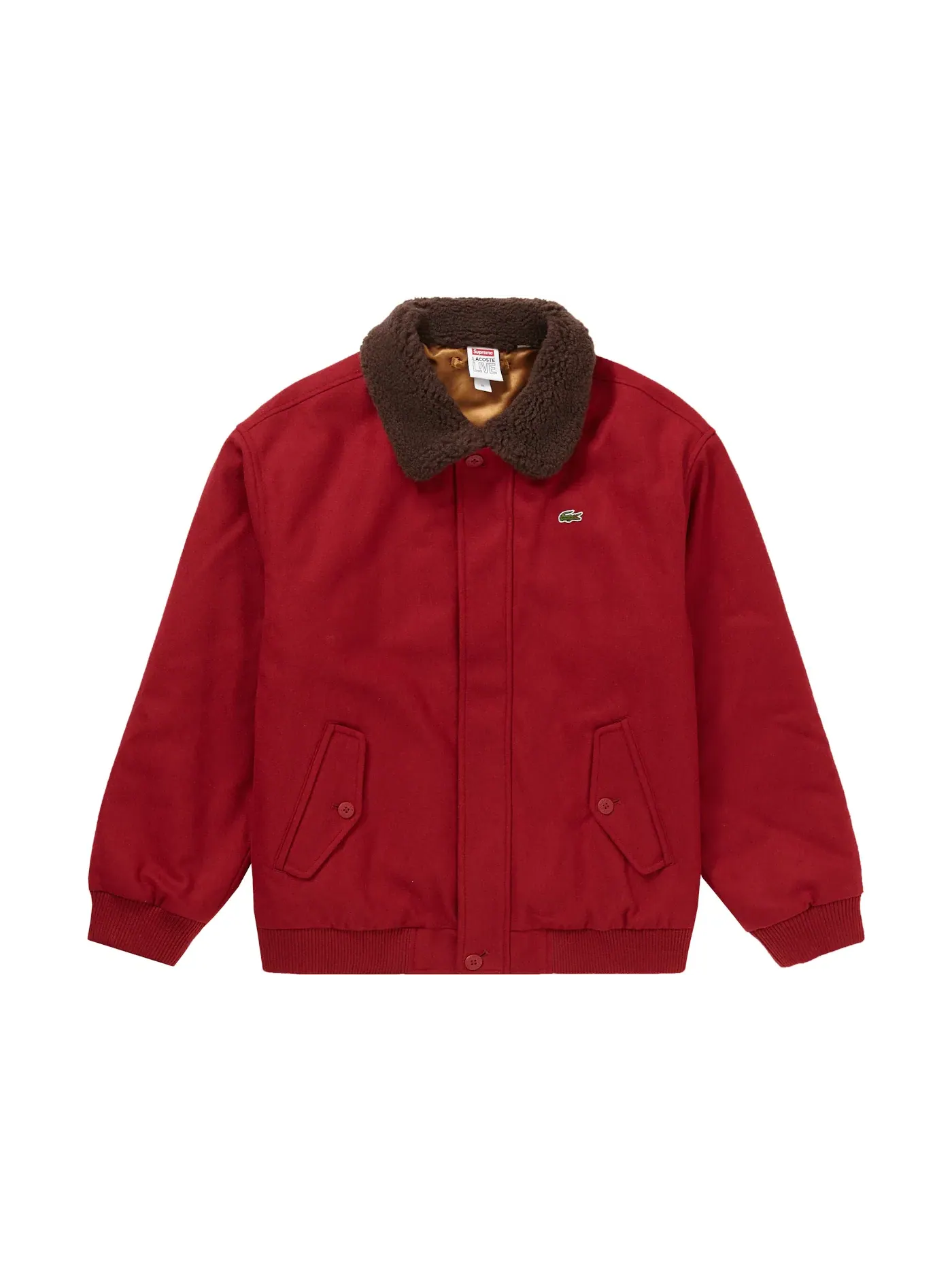 Мужская куртка-бомбер шерстяная Supreme LACOSTE Wool Bomber Jacket — изображение 1 из 3, красный