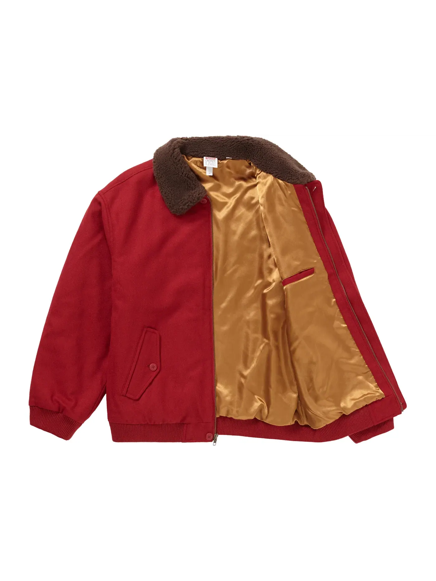 Мужская куртка-бомбер шерстяная Supreme LACOSTE Wool Bomber Jacket — изображение 2 из 3, красный