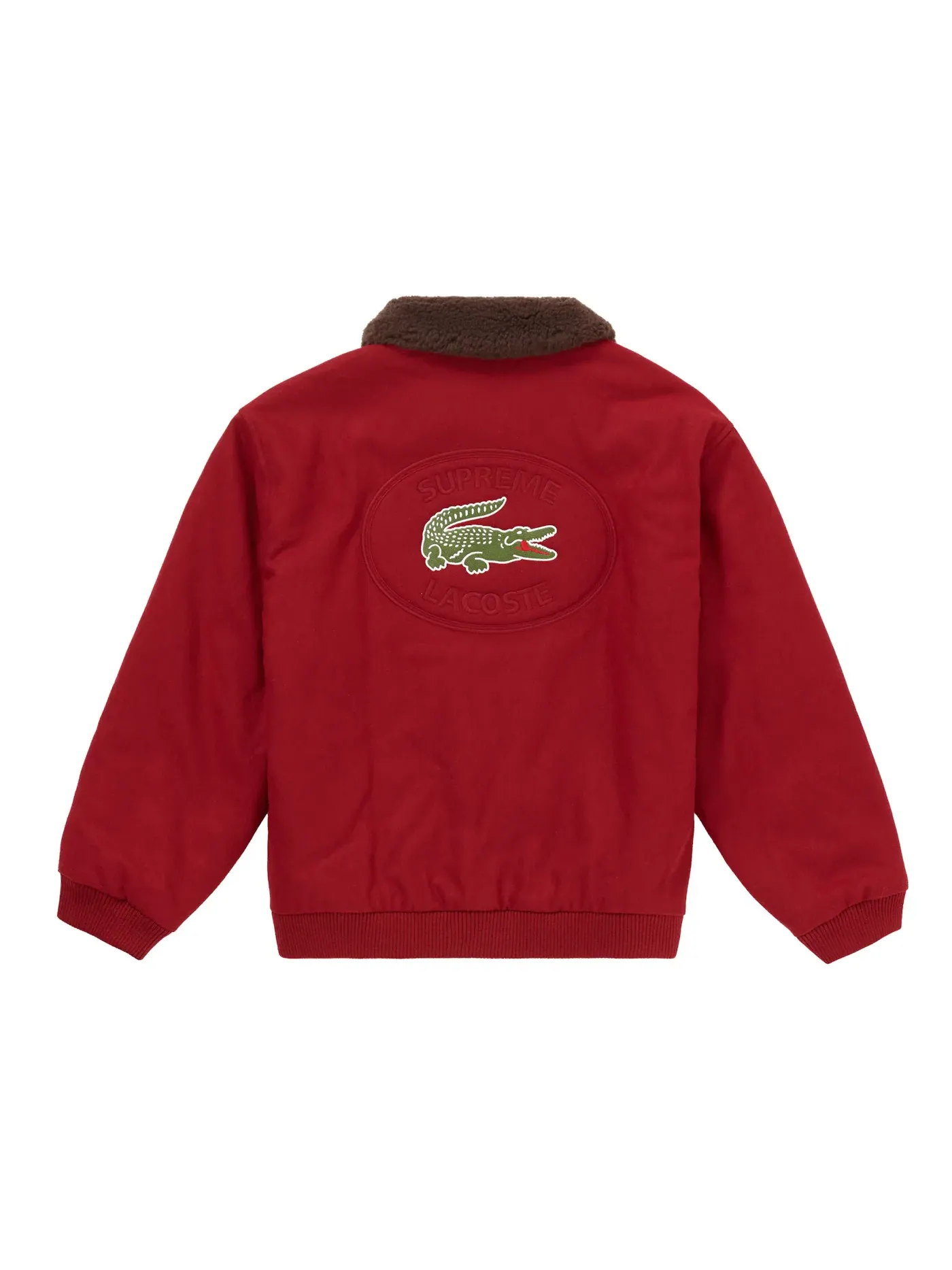 Мужская куртка-бомбер шерстяная Supreme LACOSTE Wool Bomber Jacket — изображение 3 из 3, красный