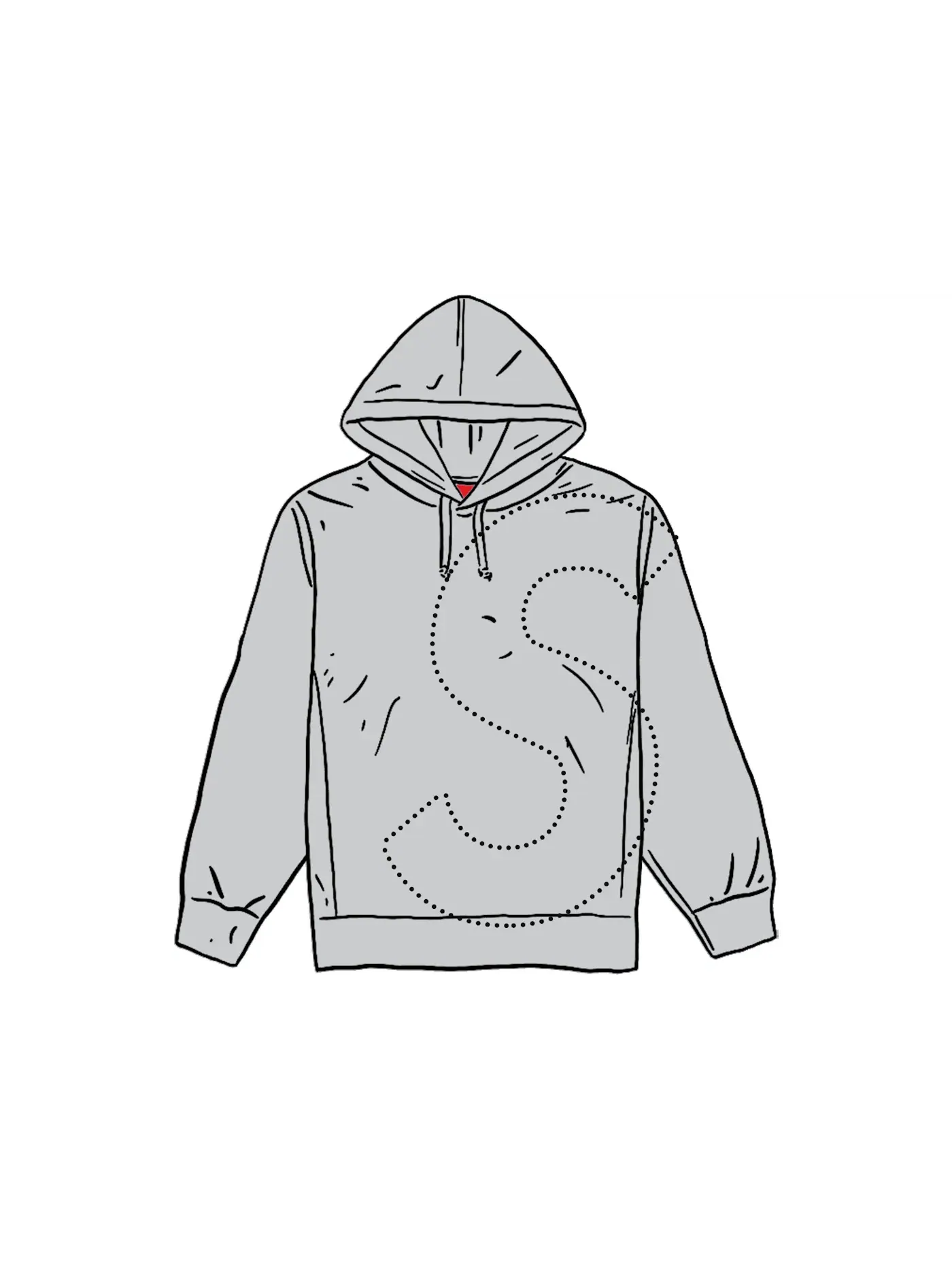 Мужской худи с принтом Supreme Hooded Sweatshirt — изображение 1 из 1, серый