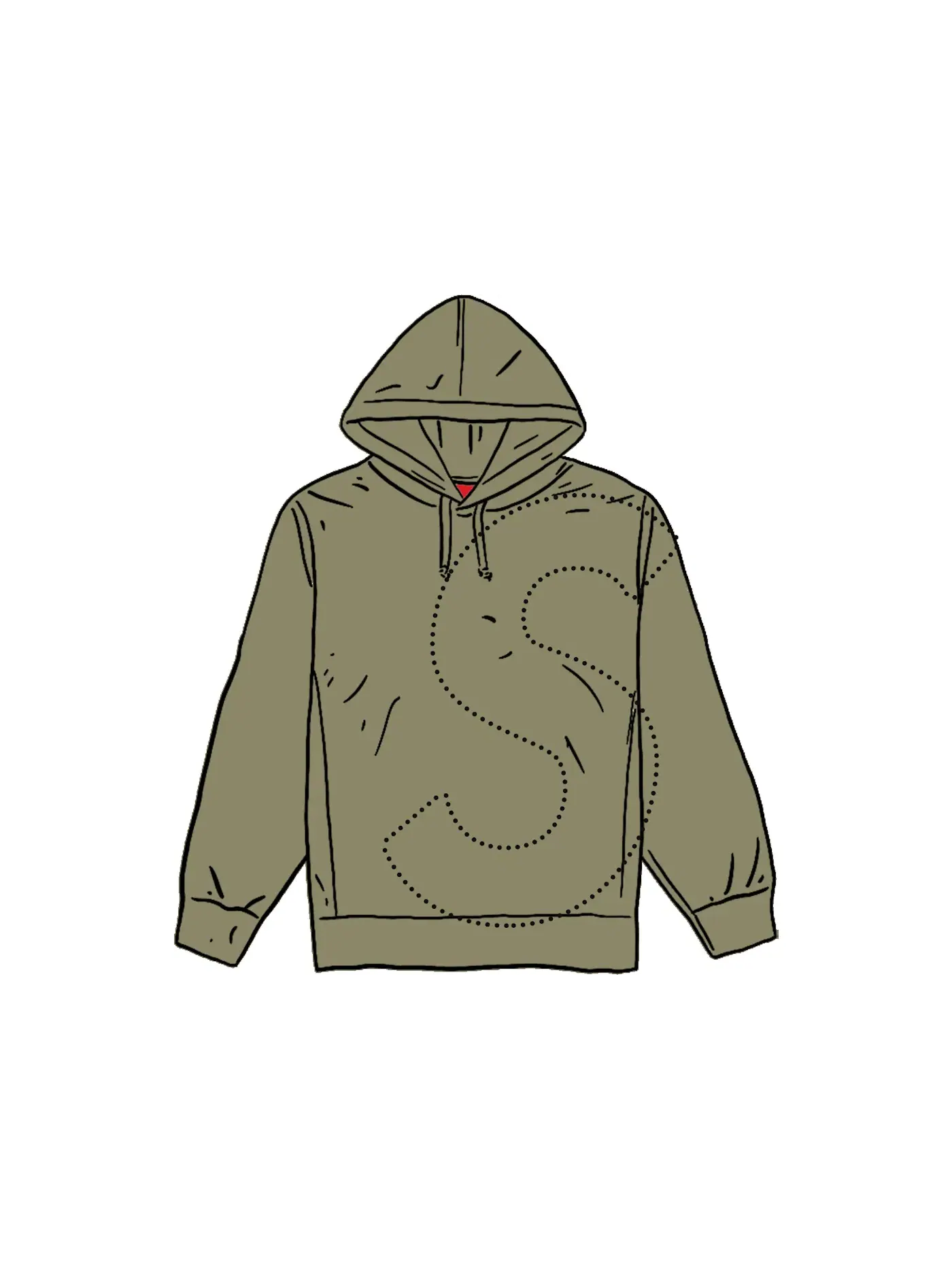 Мужской худи с принтом Supreme Laser Cut S Logo Hooded Sweatshirt Supreme — изображение 1 из 1, светлый оливковый