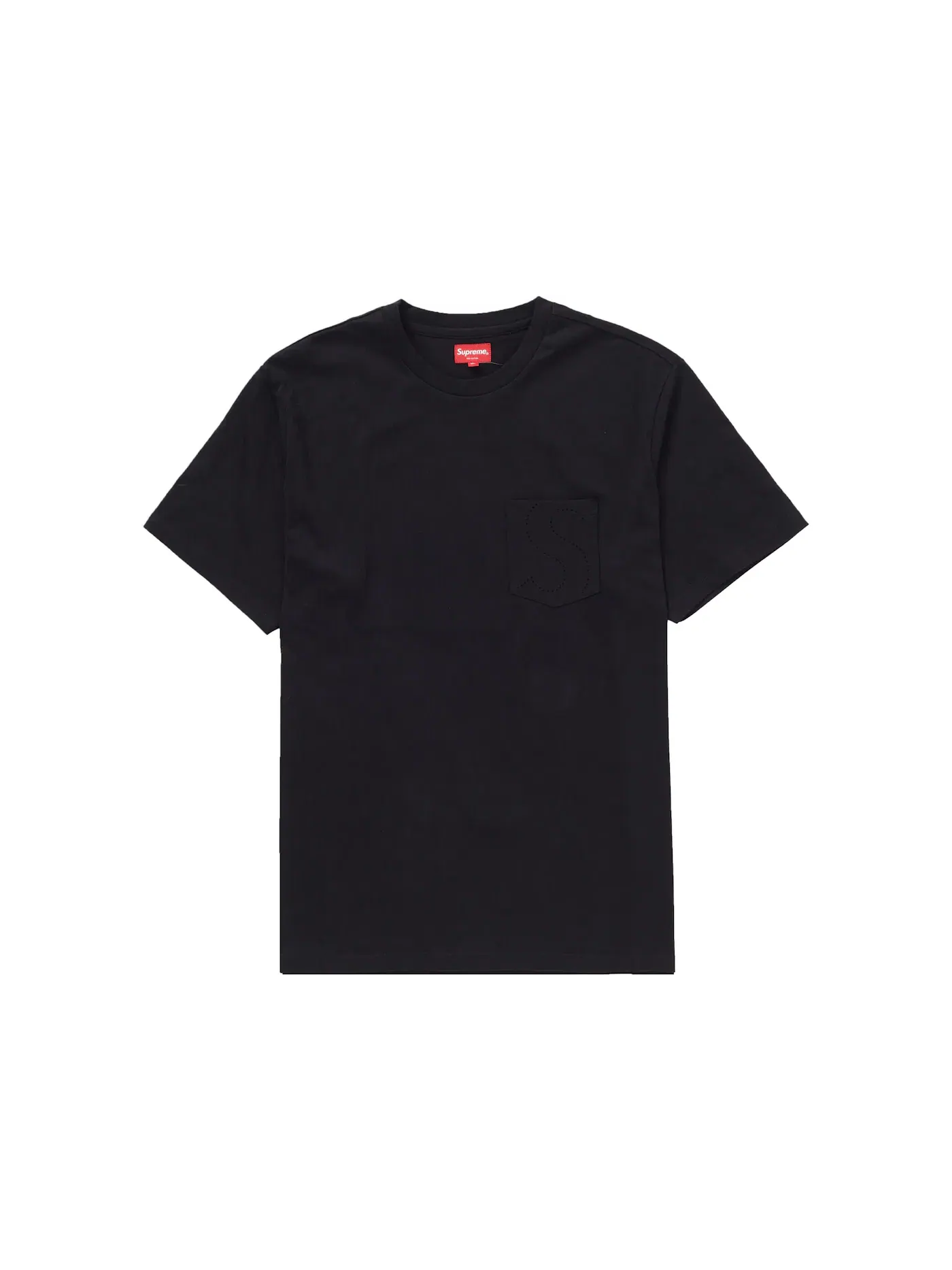 Мужская футболка с принтом Supreme Laser Cut S Logo Pocket Tee — изображение 1 из 1, черный