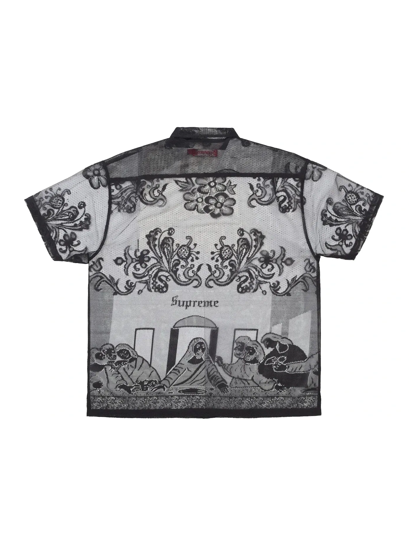 Мужская рубашка с кружевными вставками Supreme Last Supper Lace S/S Shirt — изображение 2 из 2, черный