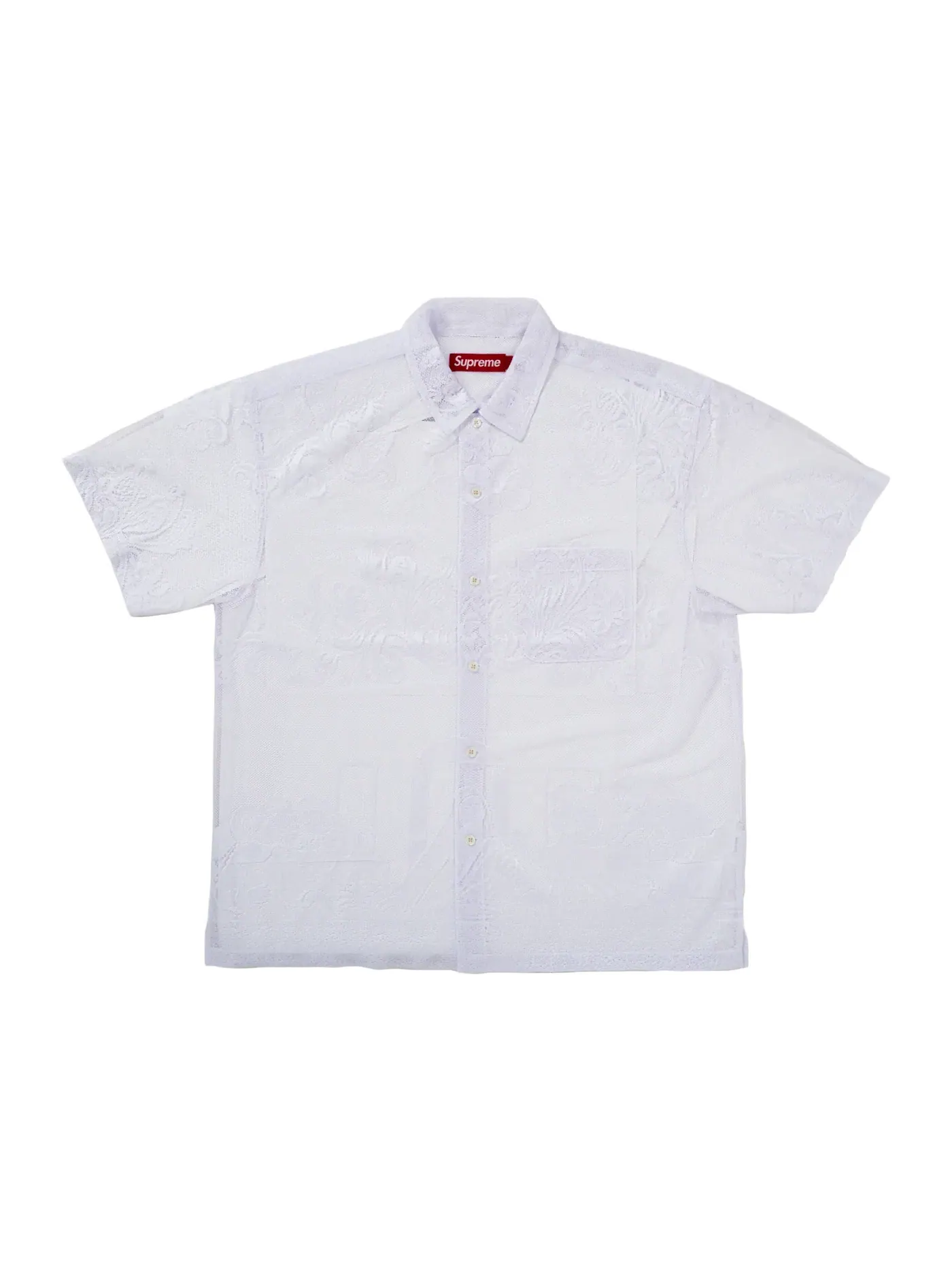 Мужская рубашка с кружевным принтом Supreme Last Supper Lace S/S Shirt — изображение 1 из 2, белый