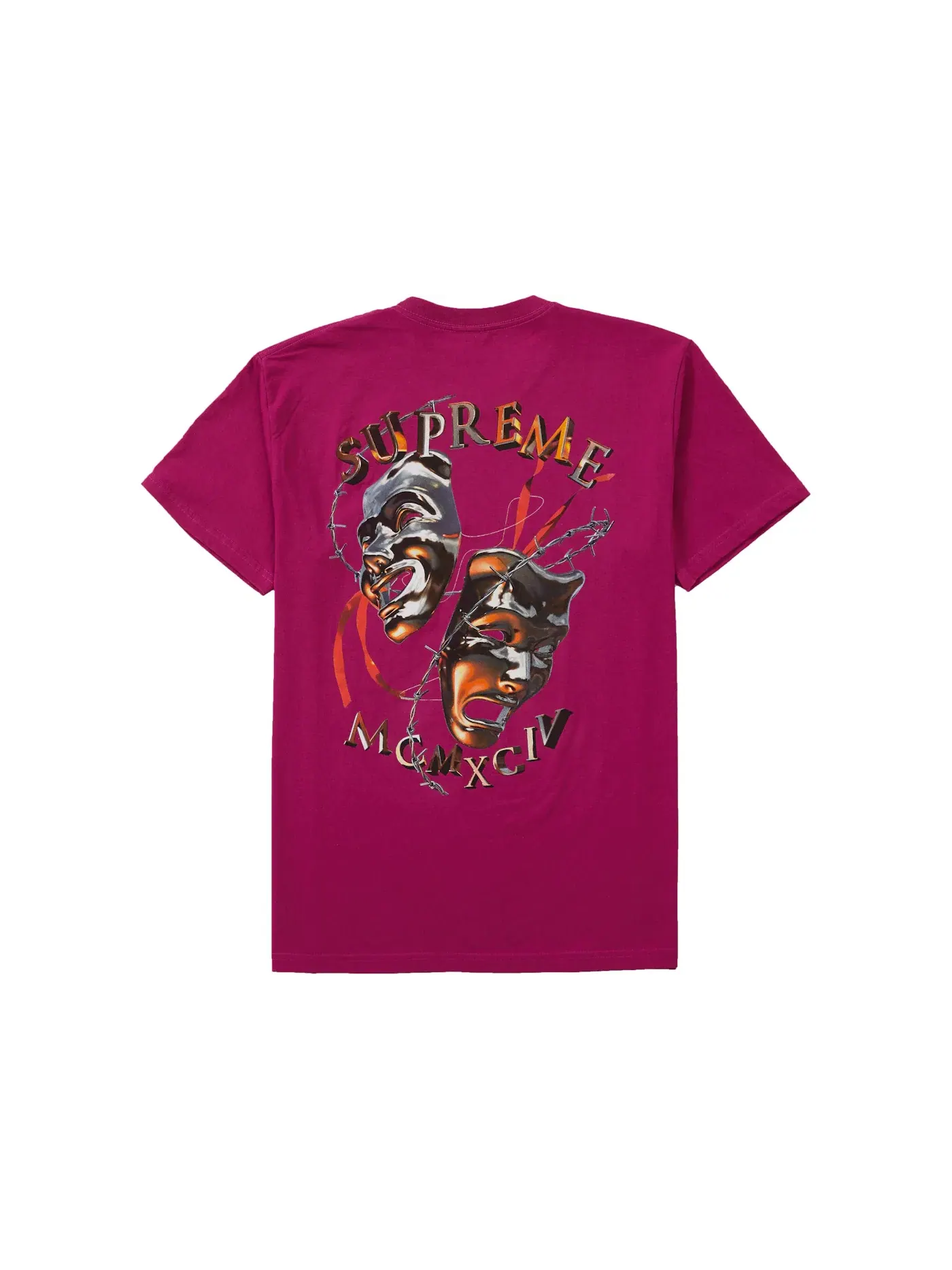 Мужская футболка с принтом Laugh Now Tee Supreme — изображение 2 из 2, маджента