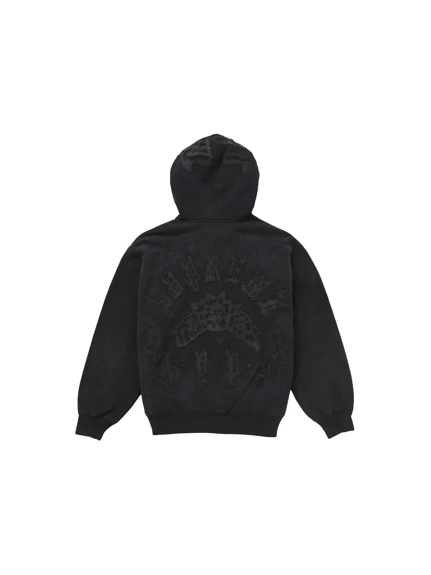 Мужская худи на молнии с кожаной аппликацией Supreme — изображение 2 из 2, черный