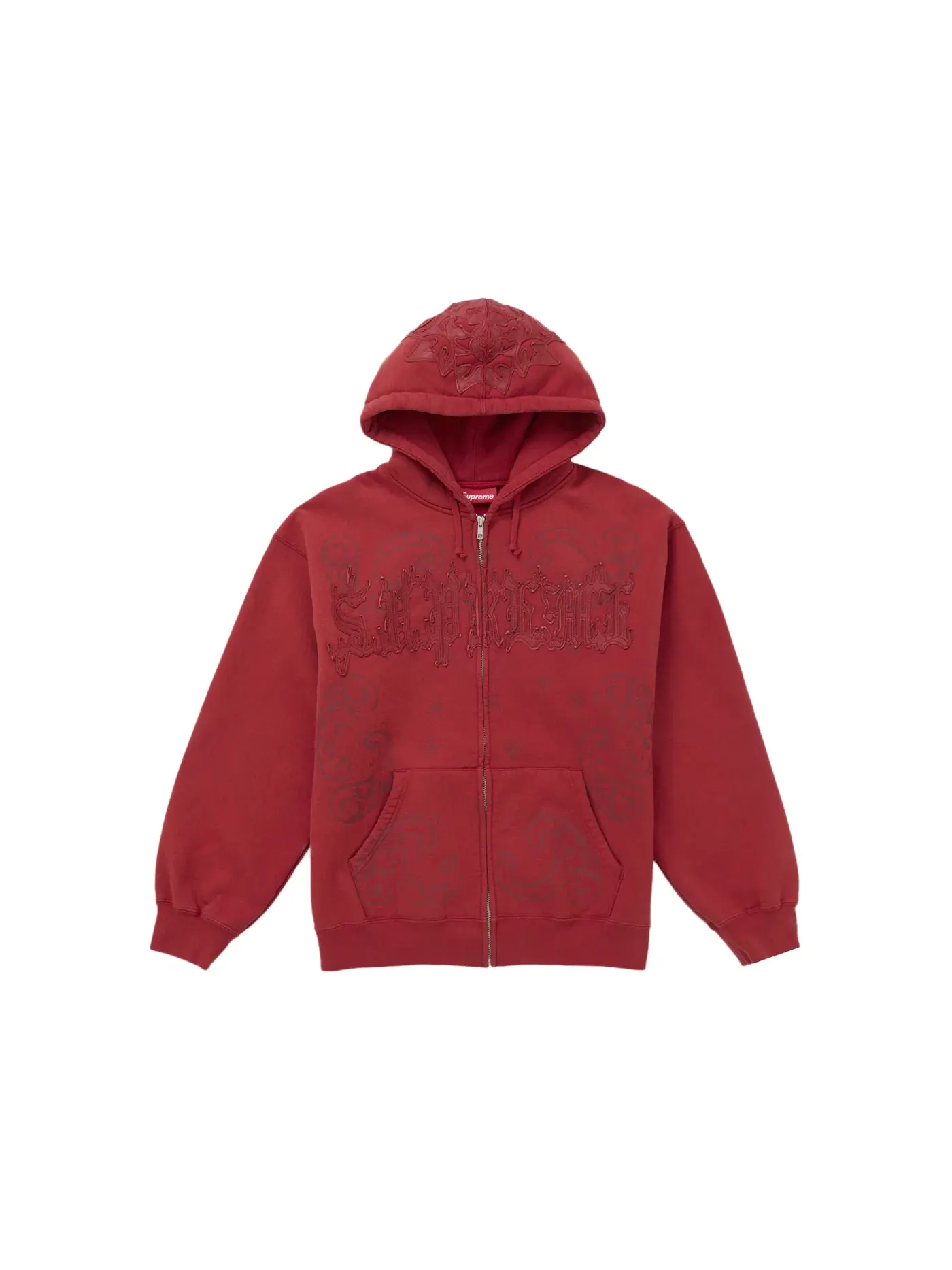 Мужская худи с кожаной аппликацией на молнии Supreme Sweatshirt — изображение 1 из 2, красный