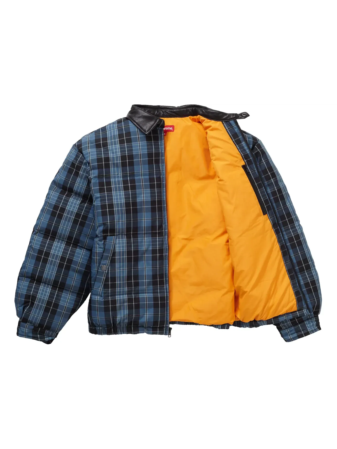 Мужская пуховая куртка Supreme Leather Collar Puffy Jacket — изображение 2 из 3, синий