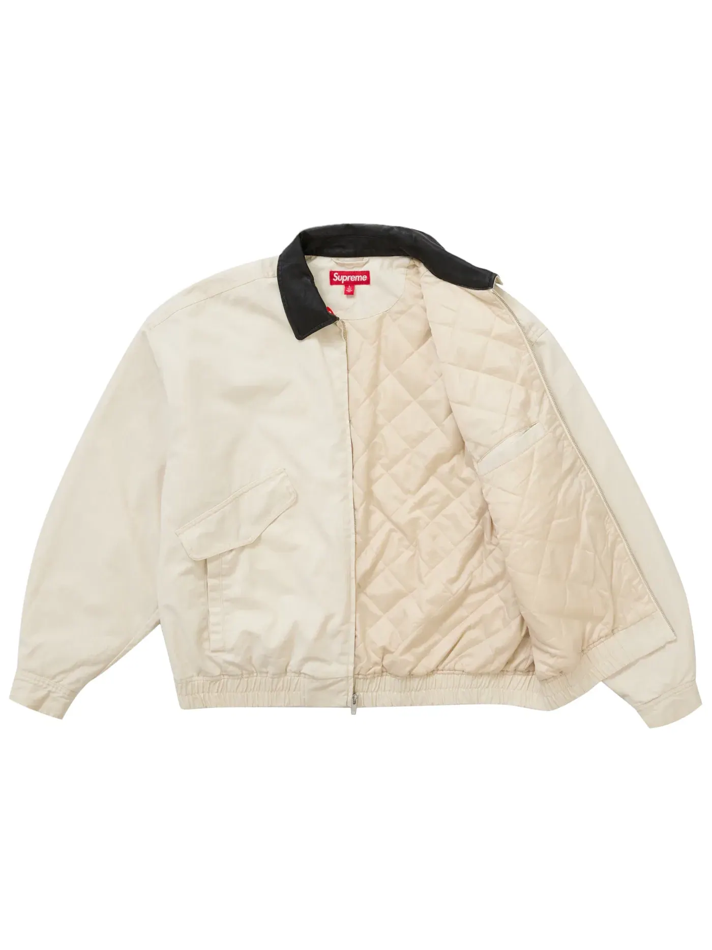 Мужская куртка-утилитар с воротником из кожи Supreme Jacket (FW24) — изображение 2 из 4, серый