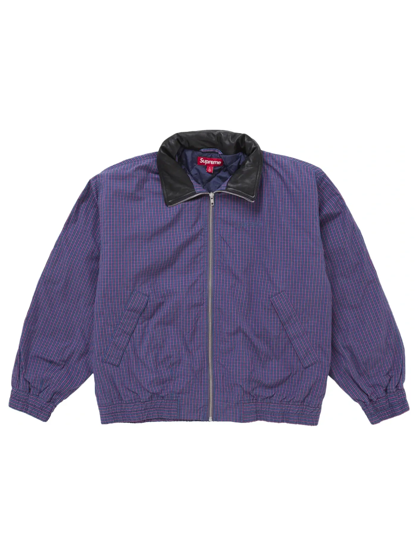 Мужская куртка с воротником из кожи Supreme Jacket (SS25) — изображение 1 из 4, синий