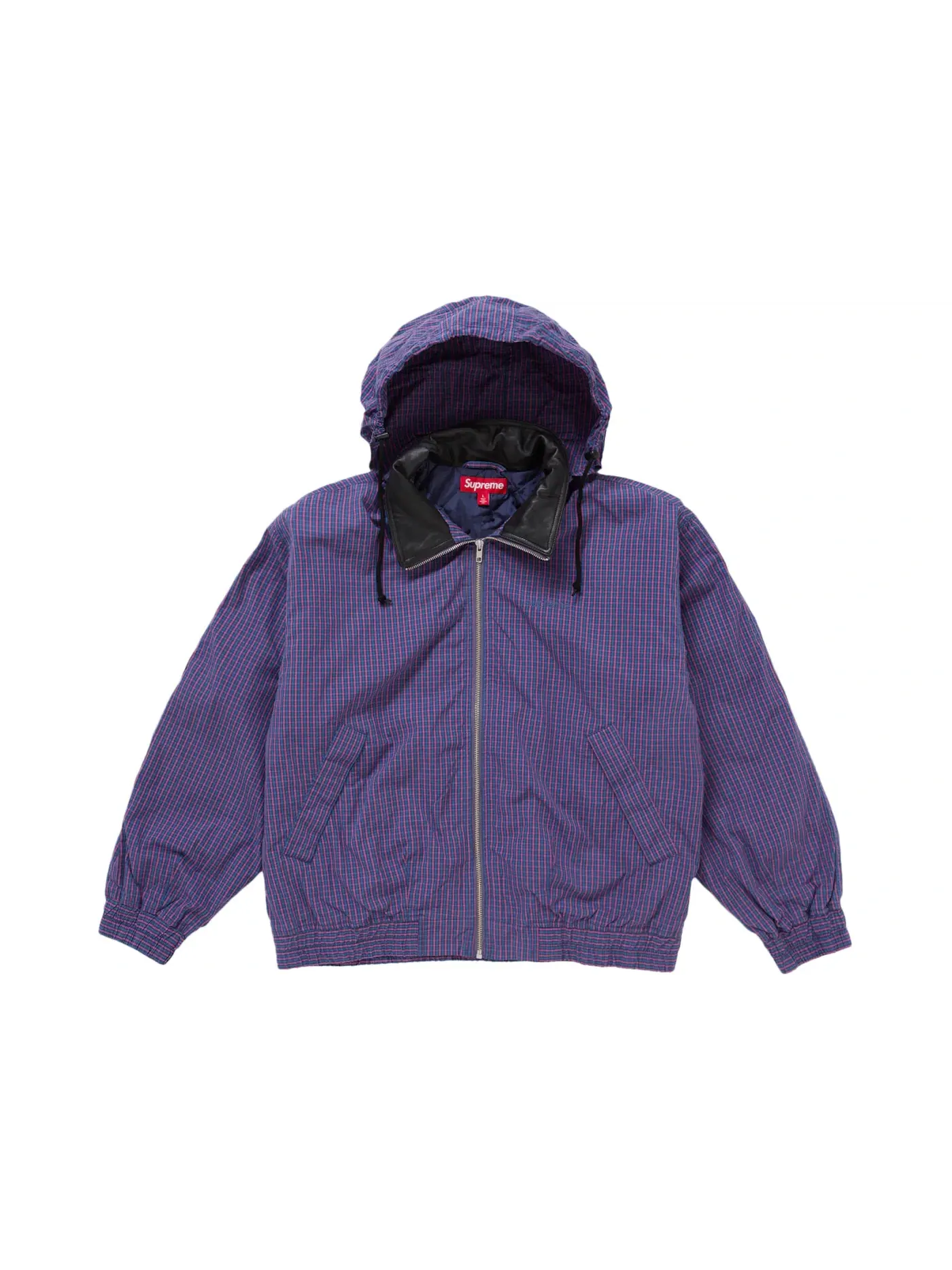 Мужская куртка с воротником из кожи Supreme Jacket (SS25) — изображение 2 из 4, синий