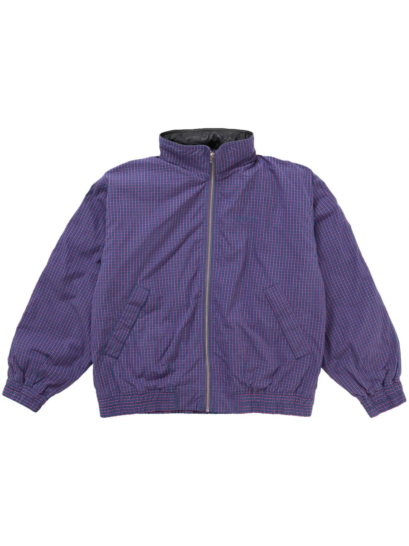 Мужская куртка с воротником из кожи Supreme Jacket (SS25) — изображение 3 из 4, синий