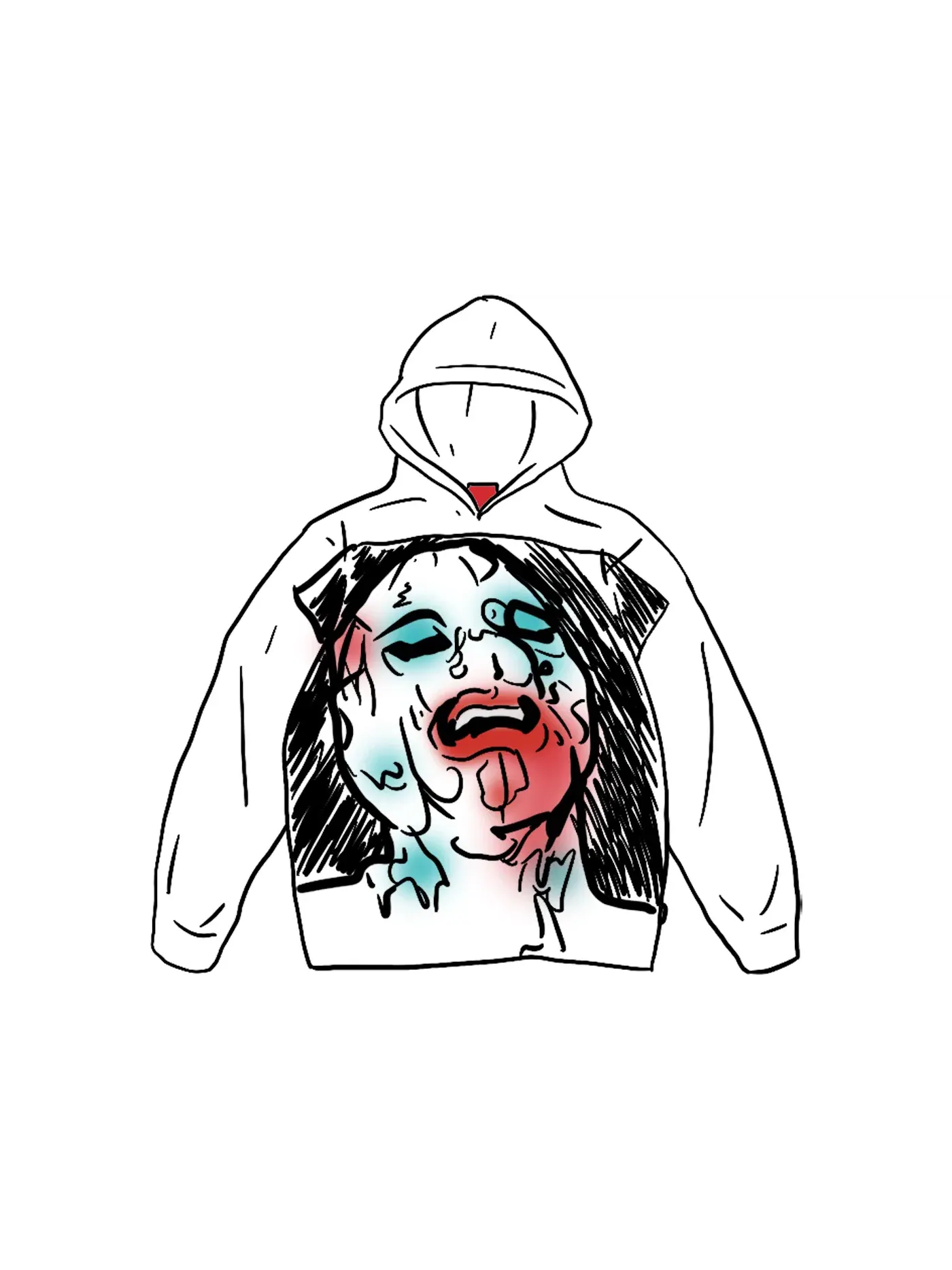 Мужская худи с принтом Supreme Leigh Bowery Airbrushed Hooded Sweatshirt — изображение 1 из 1, белый