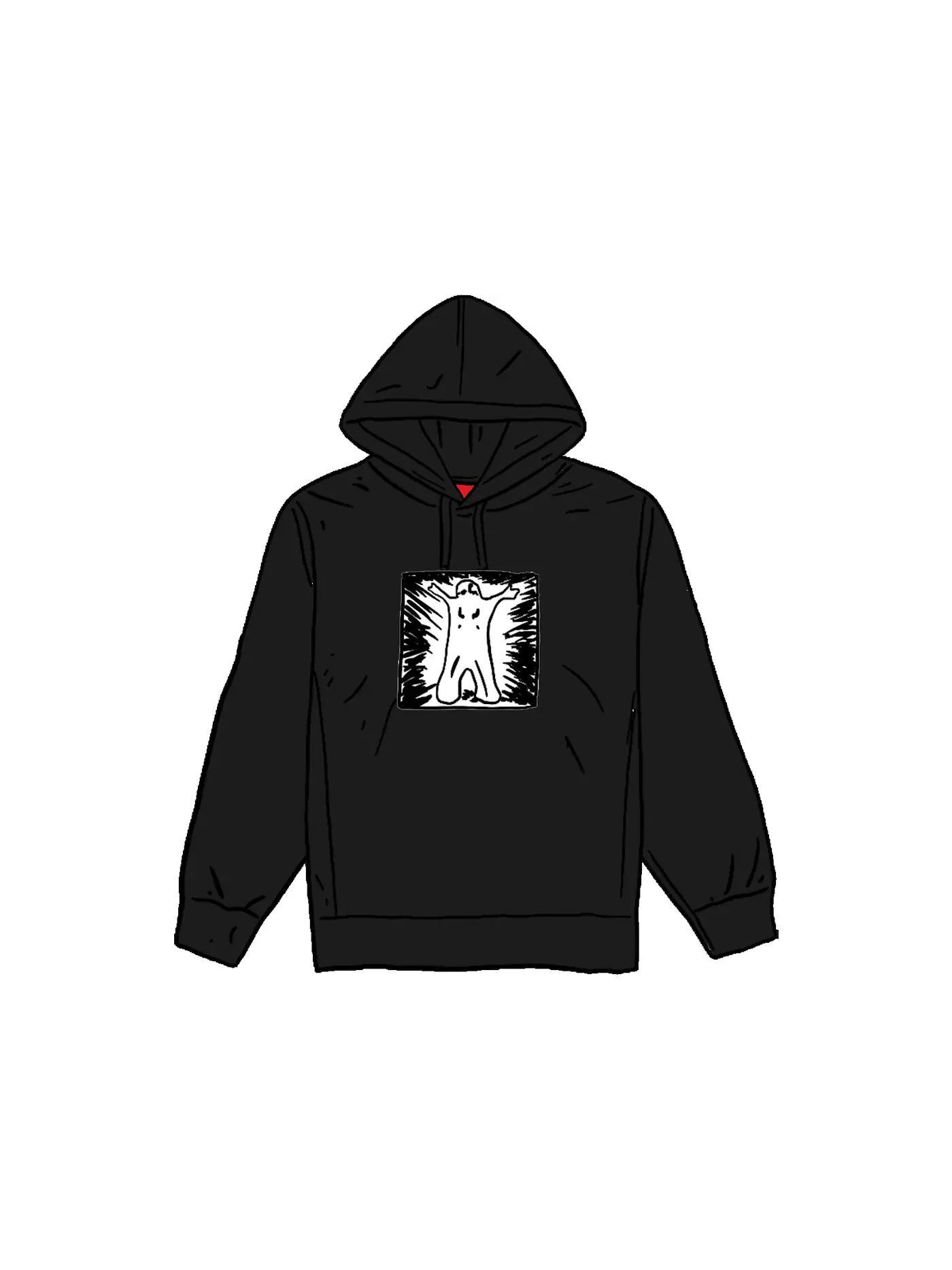 Мужской худи с капюшоном с принтом Supreme Hooded Sweatshirt — изображение 1 из 1, черный