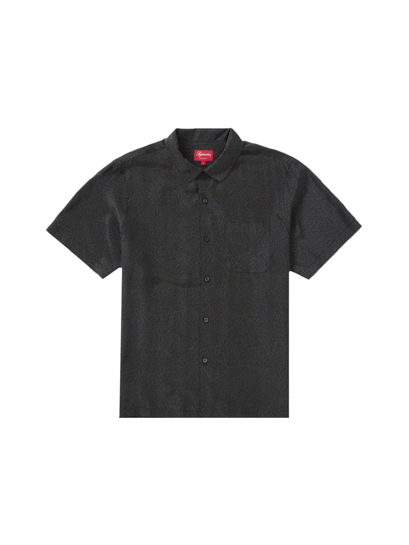 Мужская рубашка с принтом Supreme Leopard Silk S/S Shirt Supreme — изображение 1 из 1, темно-серый