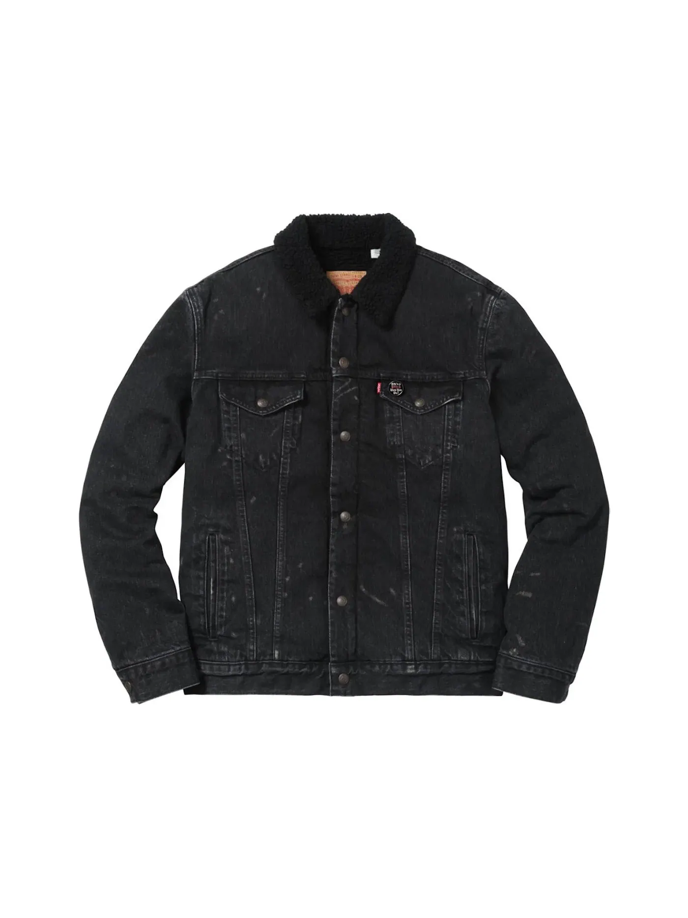 Мужская куртка-бомбер с длинным рукавом Supreme Levis Bleached Sherpa Trucker Jacket — изображение 1 из 2, черный
