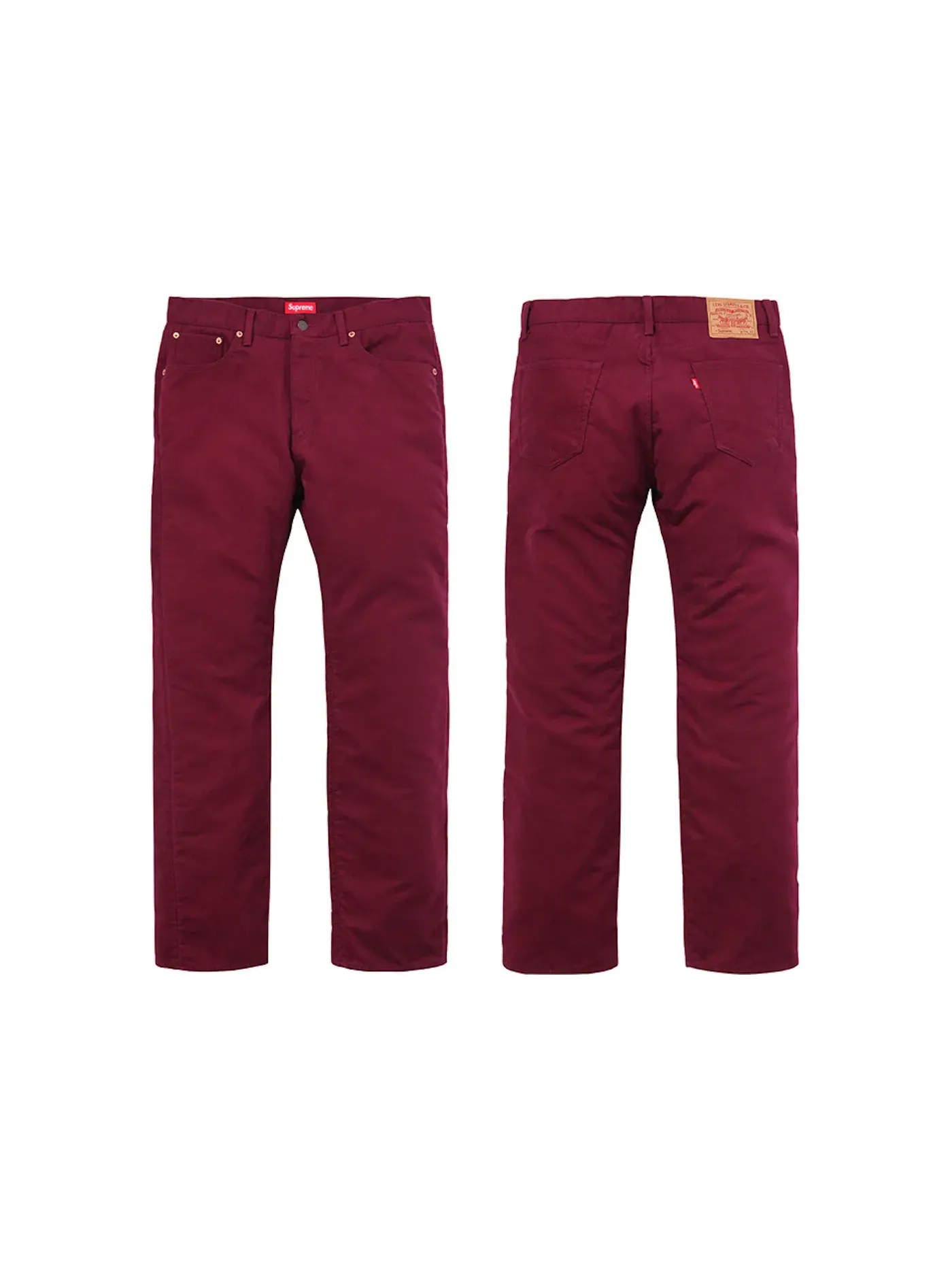 Мужские джинсы Supreme Levis Moleskin 505 Jean — изображение 1 из 1, бордовый
