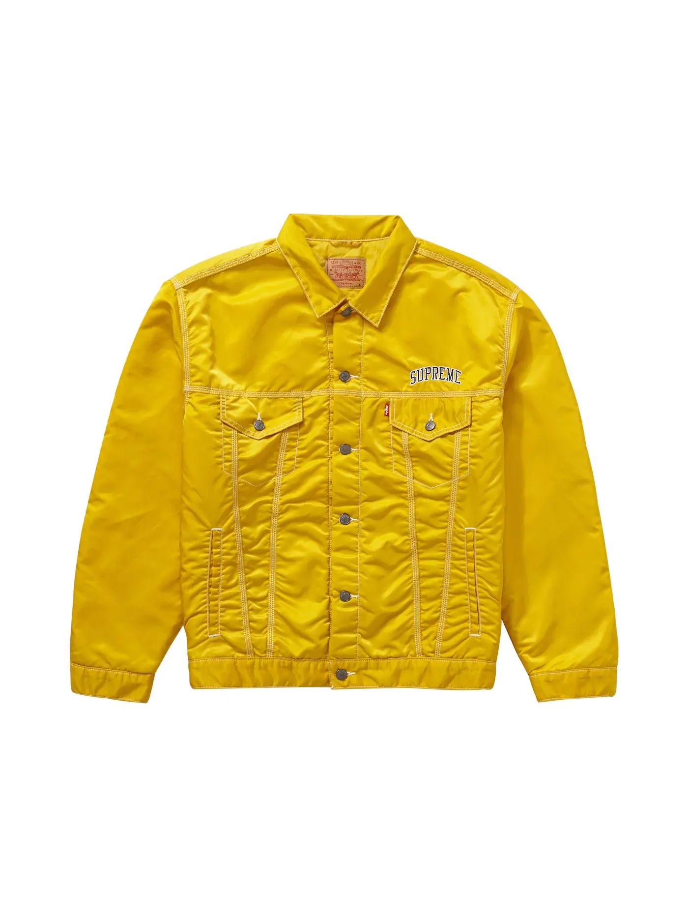 Мужская куртка-джинсовка с воротником из нейлона Supreme Trucker Jacket — изображение 1 из 3, желтый