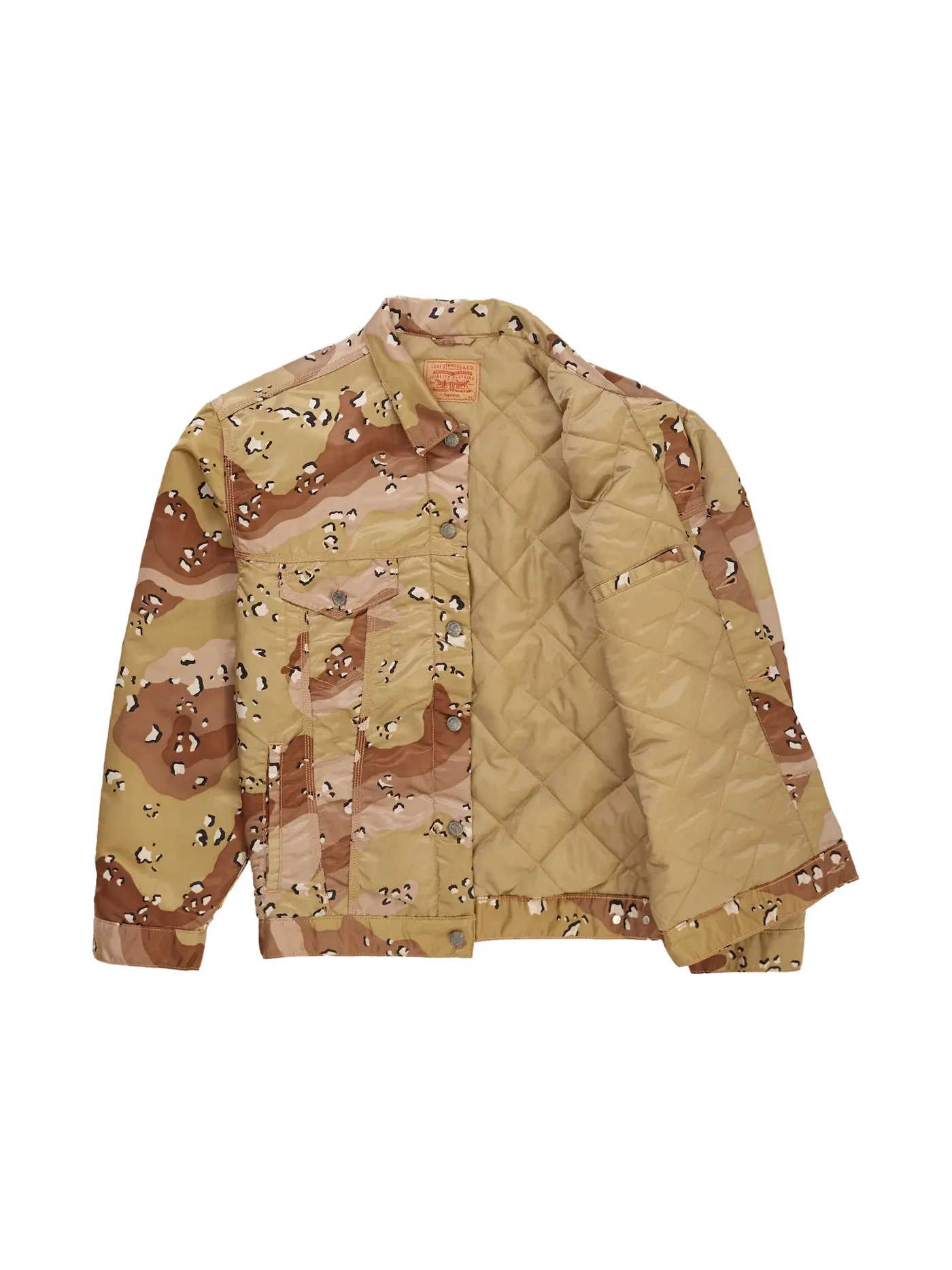 Мужская куртка-трекер с камуфляжным принтом Supreme Trucker Jacket, Chocolate Chip Camo — изображение 3 из 3