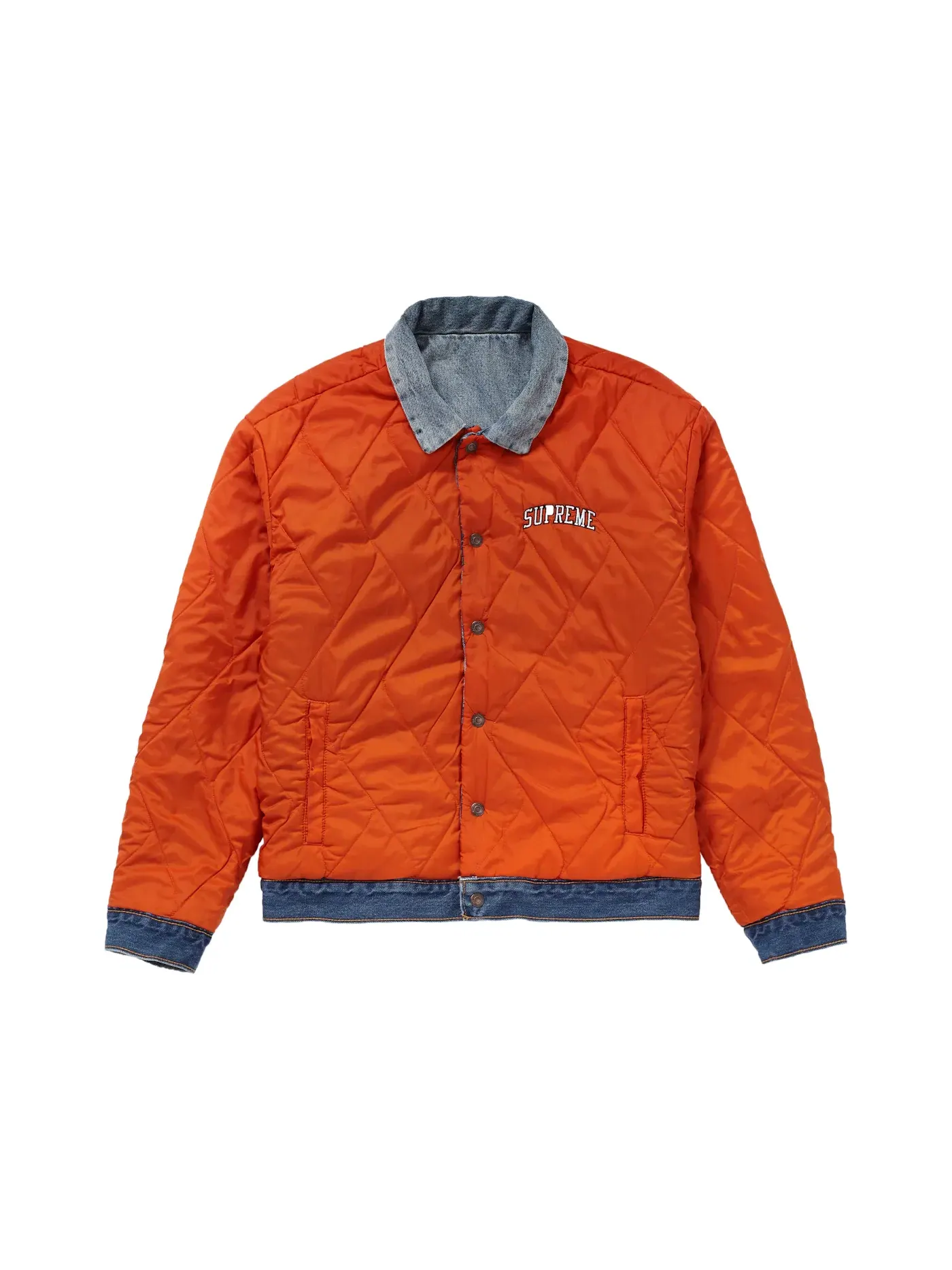 Мужская куртка-тракер стеганая двусторонняя Supreme Levis Quilted Reversible Trucker Jacket — изображение 2 из 2, синий