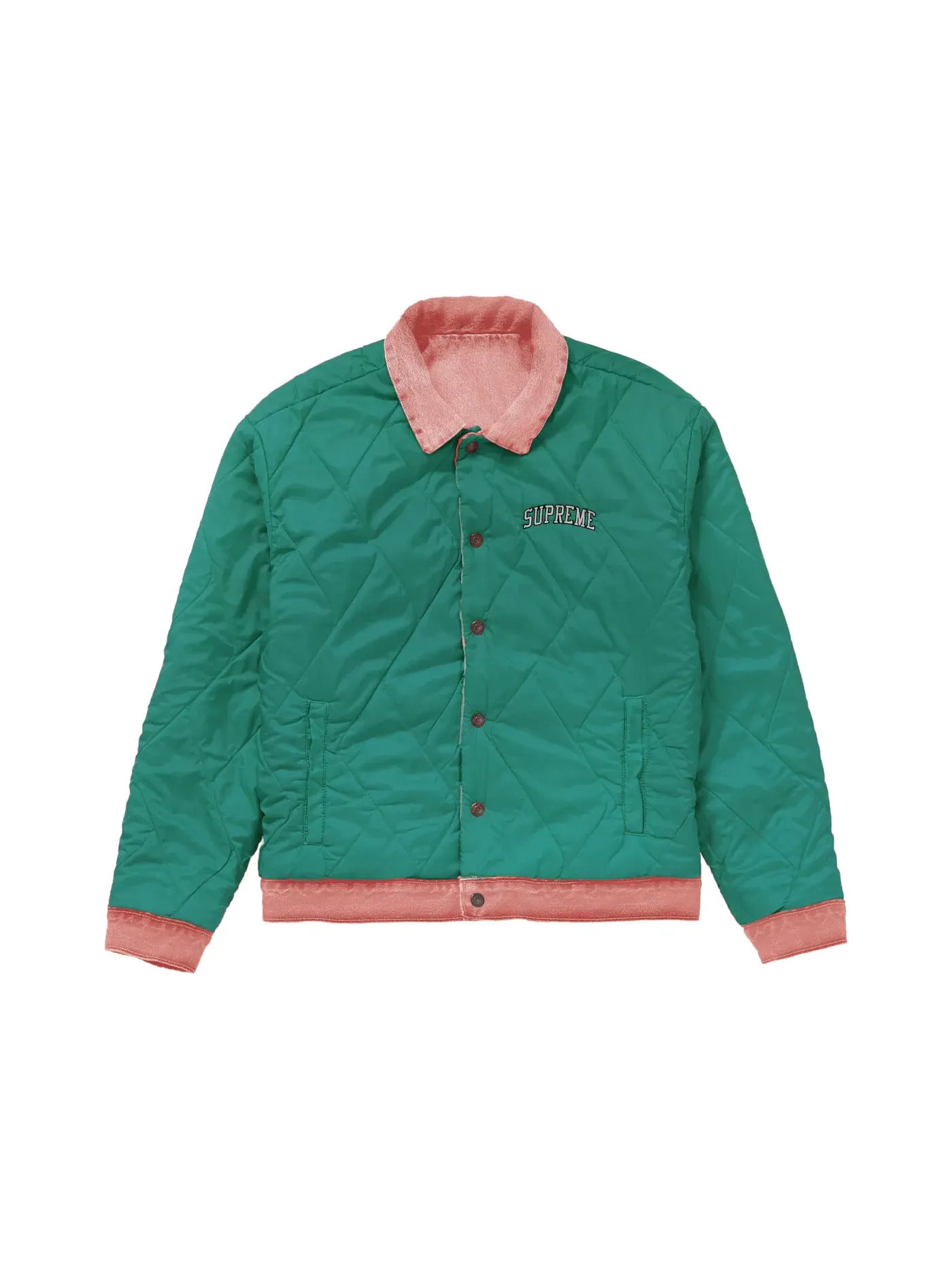 Мужская куртка-тракер стеганая двусторонняя Supreme Levis Quilted Reversible Trucker Jacket — изображение 2 из 2, розовый