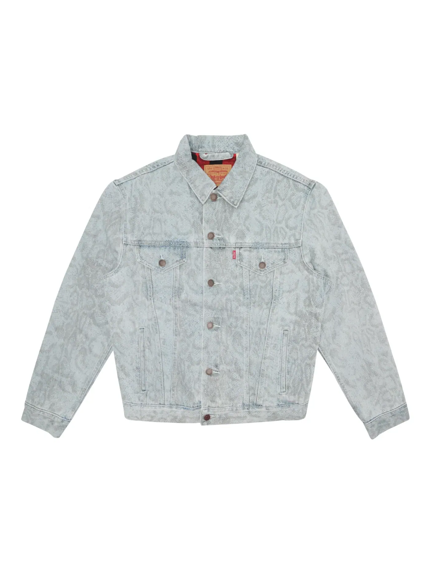 Мужская куртка с принтом Supreme Levis Snakeskin Trucker Jacket — изображение 1 из 3, светлый синий