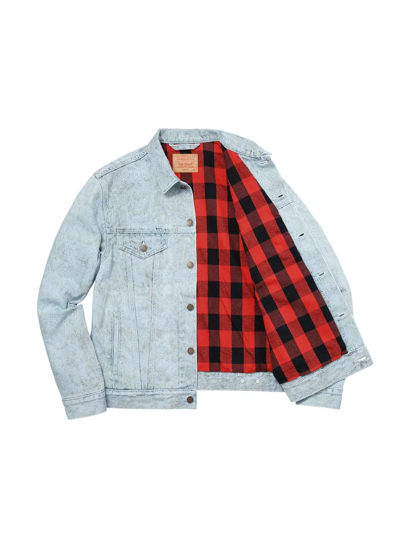 Мужская куртка с принтом Supreme Levis Snakeskin Trucker Jacket — изображение 2 из 3, светлый синий