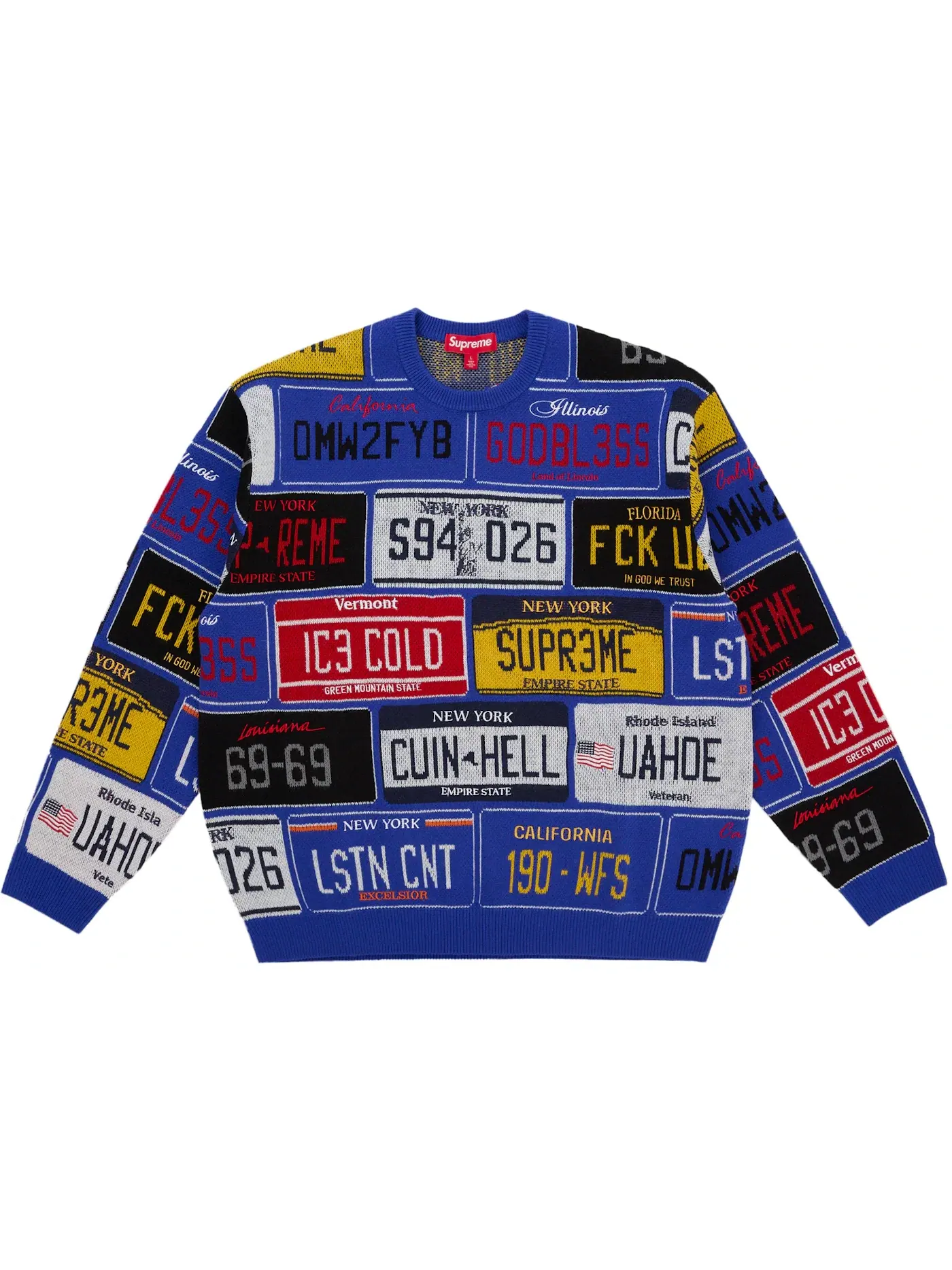 Мужской свитер с принтом License Plate Supreme — изображение 1 из 2, королевский