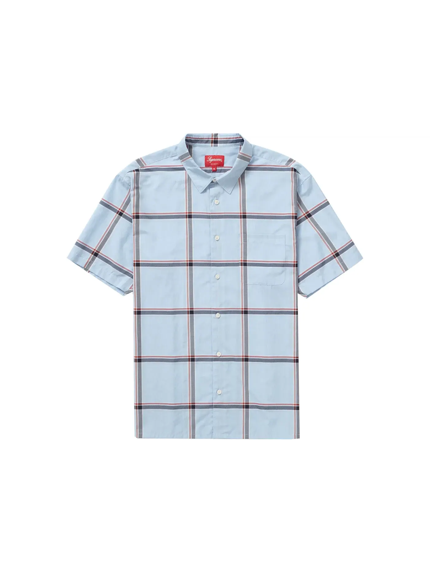 Мужская рубашка с коротким рукавом в клетку Supreme — изображение 1 из 2, синий