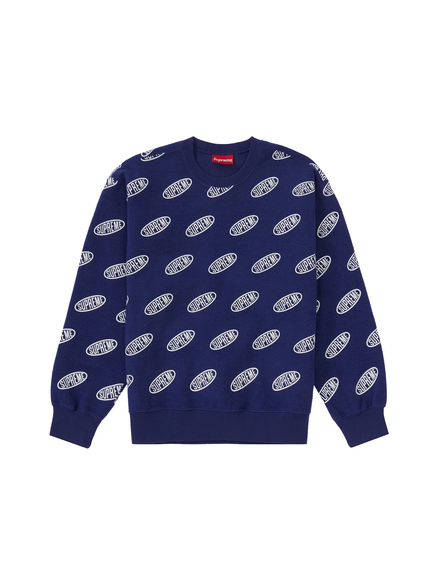 Мужской свитшот с воротником-хомутом Supreme Crewneck — изображение 1 из 2, темно-синий