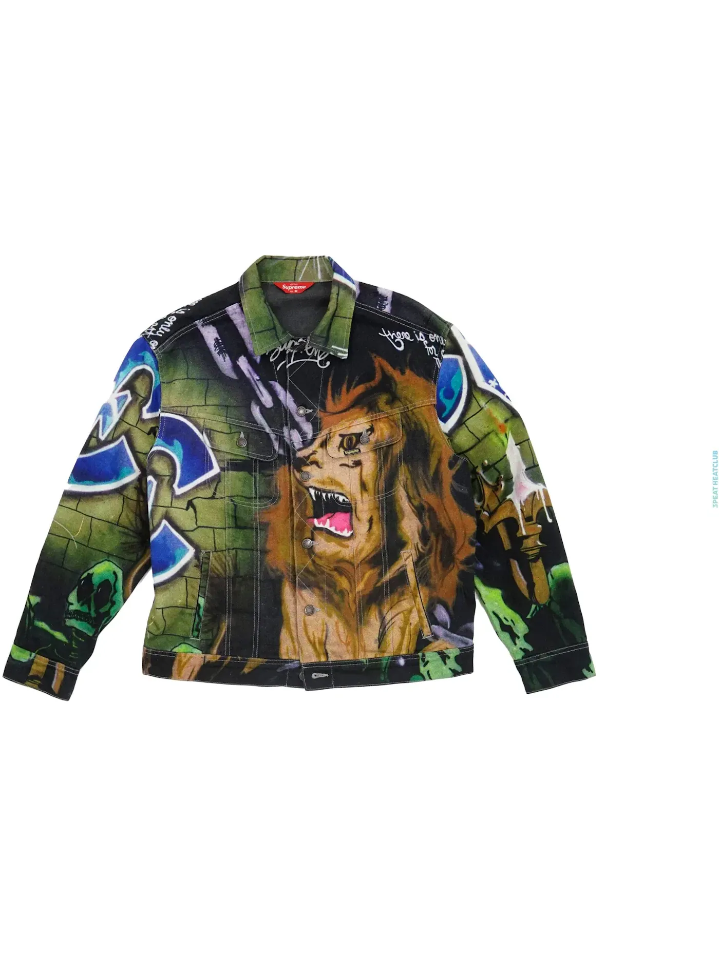 Мужская джинсовая куртка-тракер с принтом Supreme Lion's Den Denim Trucker Jacket — изображение 1 из 2, мульти
