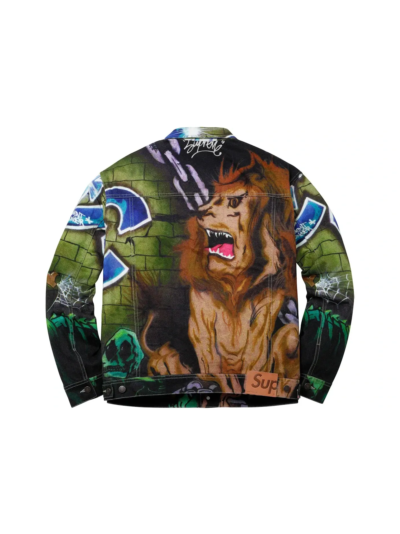 Мужская джинсовая куртка-тракер с принтом Supreme Lion's Den Denim Trucker Jacket — изображение 2 из 2, мульти