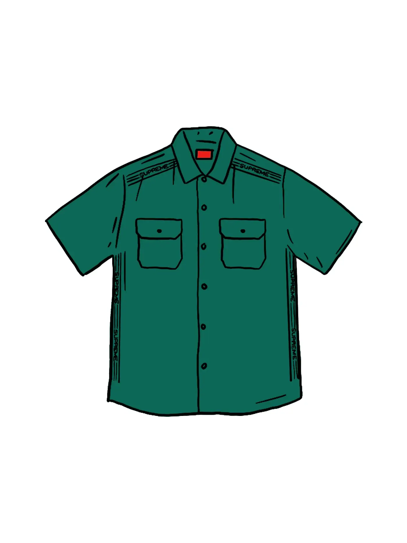 Мужская рубашка с коротким рукавом с принтом Supreme S/S Work Shirt — изображение 1 из 1, зеленый