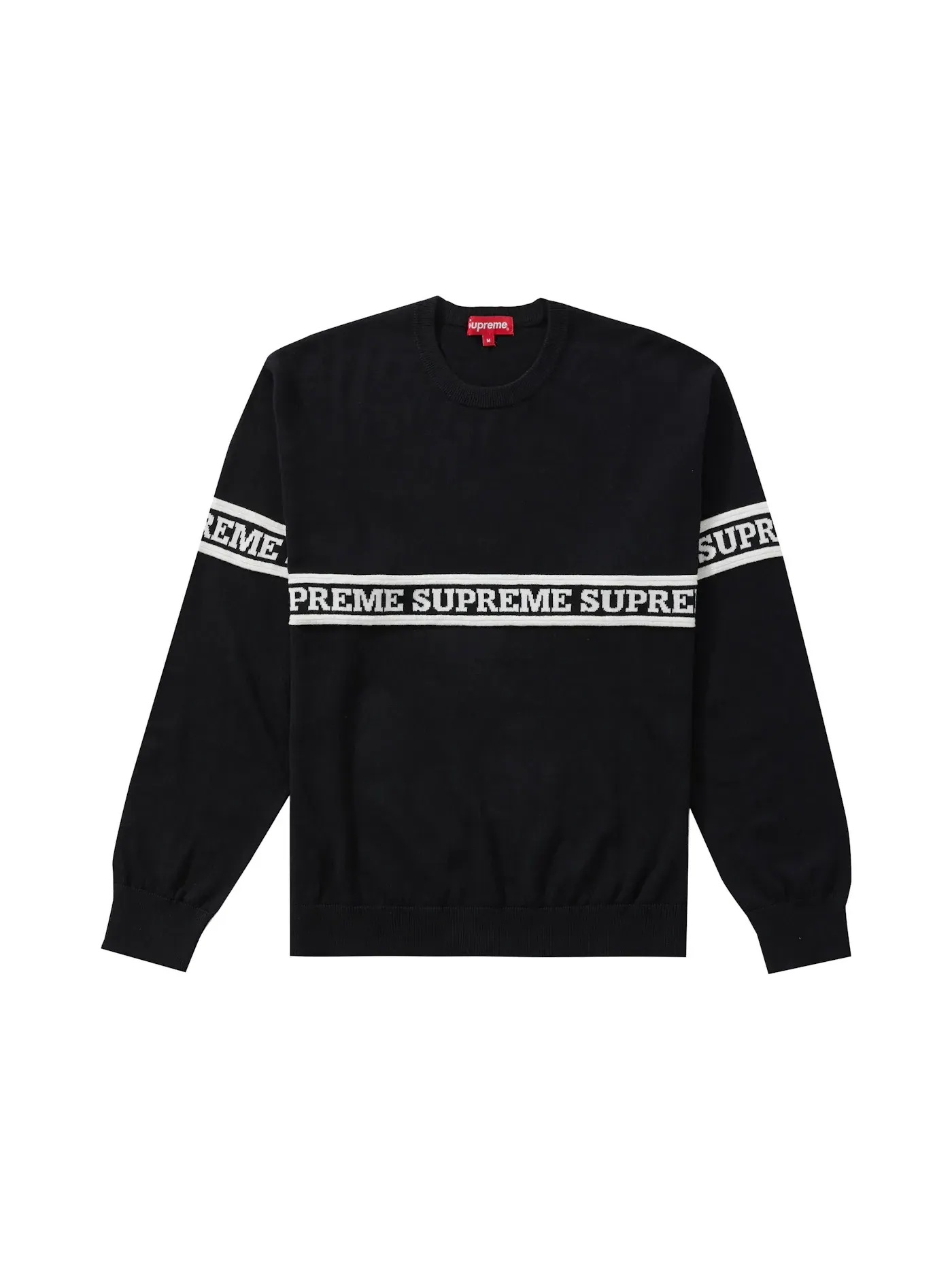 Мужская футболка с принтом Supreme Logo Stripe Knit Top — изображение 1 из 1, черный