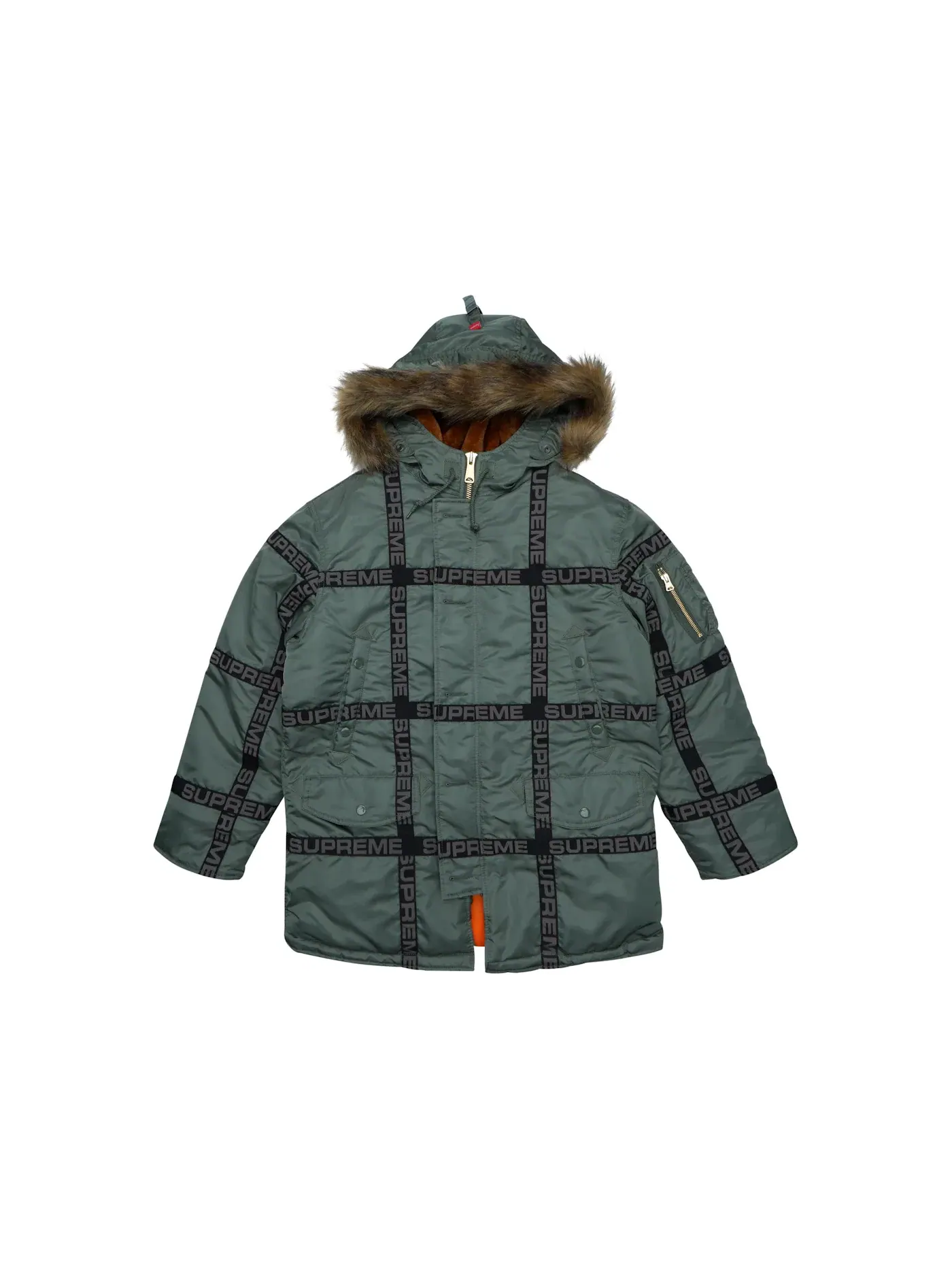 Мужское пальто с принтом Parka Supreme — изображение 1 из 3, оливковый
