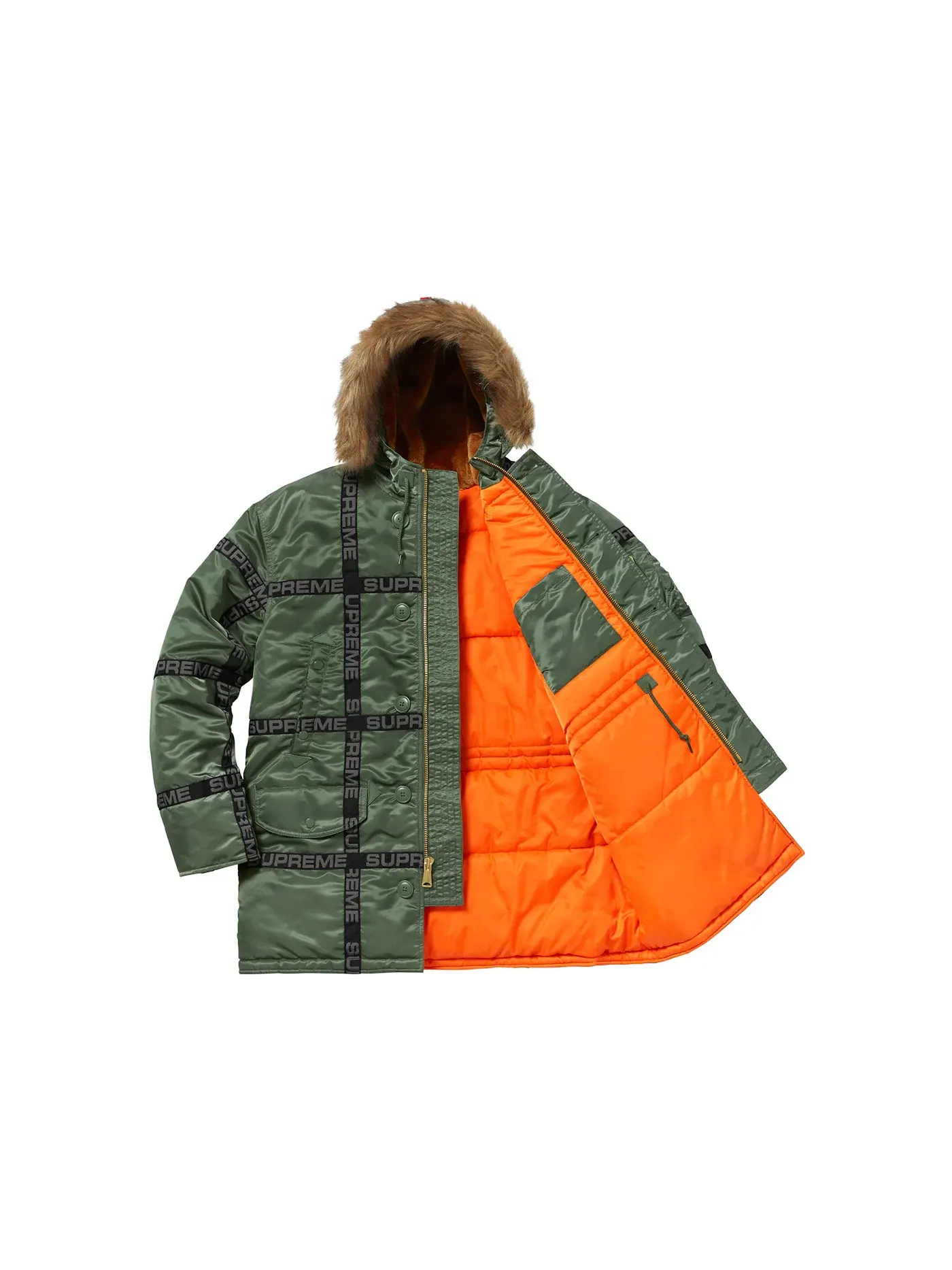 Мужское пальто с принтом Parka Supreme — изображение 2 из 3, оливковый