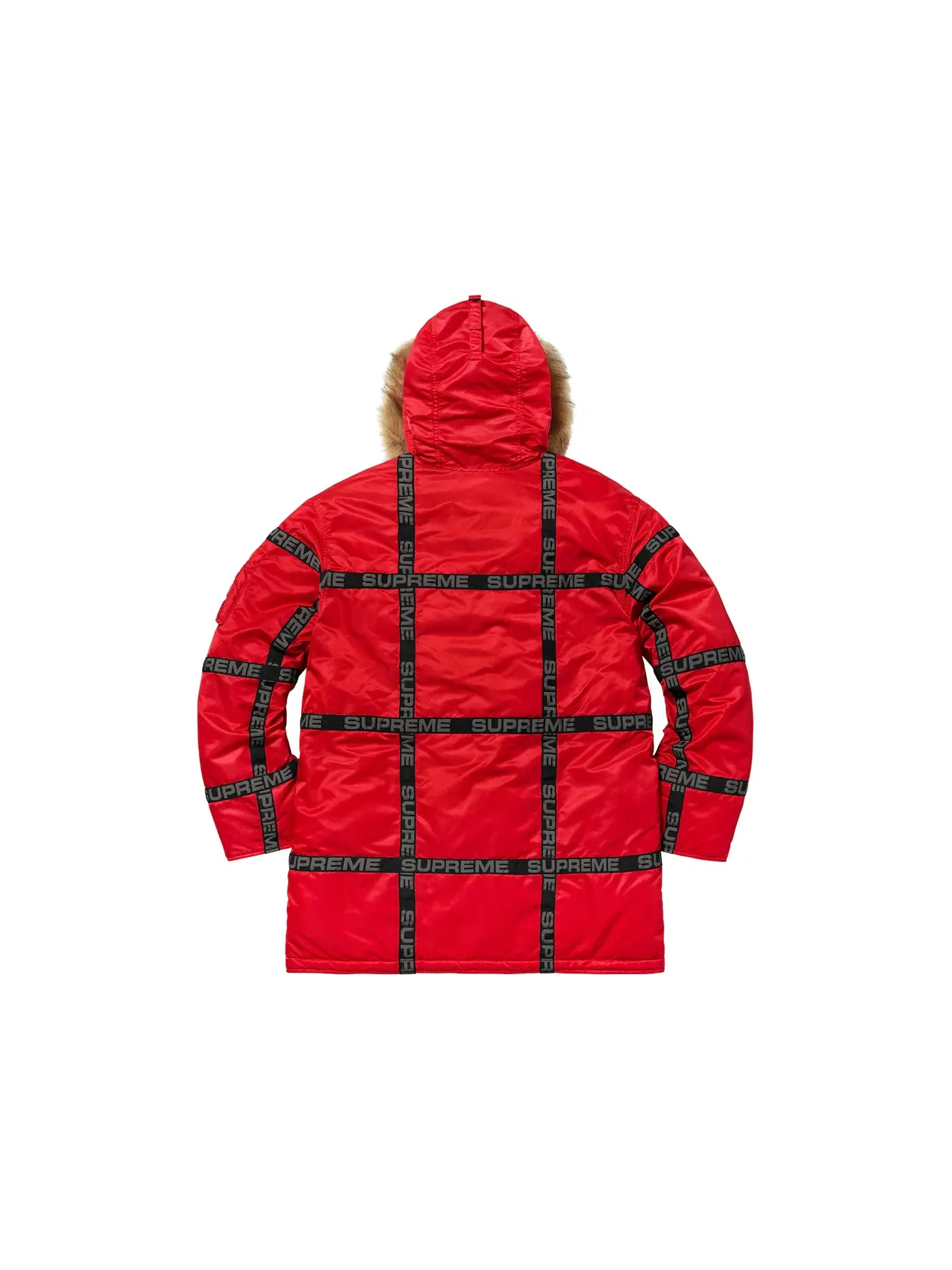 Мужская куртка-парка с принтом Supreme Logo Tape N-3B Parka — изображение 3 из 3, красный