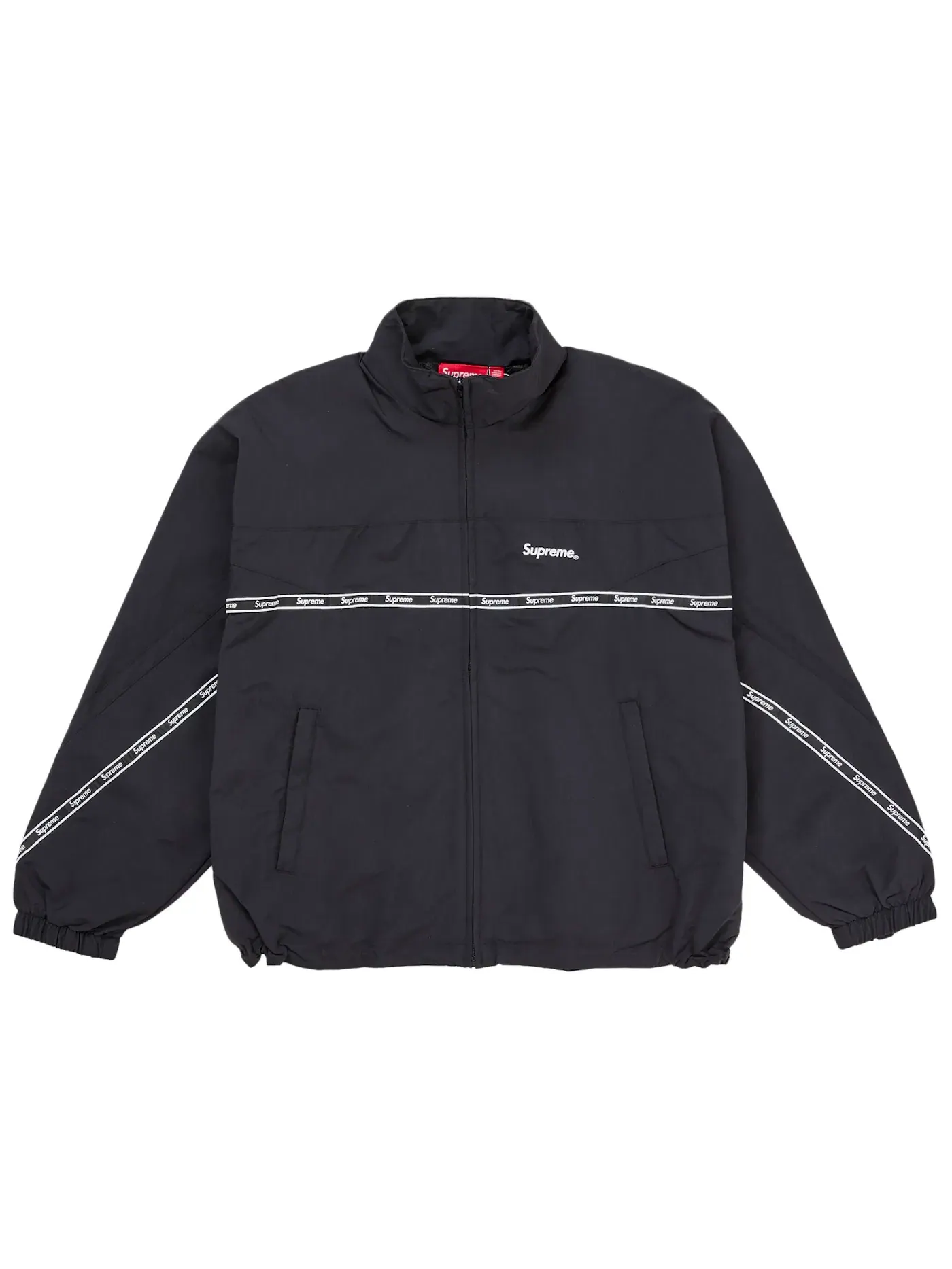 Мужская куртка с длинным рукавом Supreme Logo Taping Track Jacket — изображение 1 из 3, черный