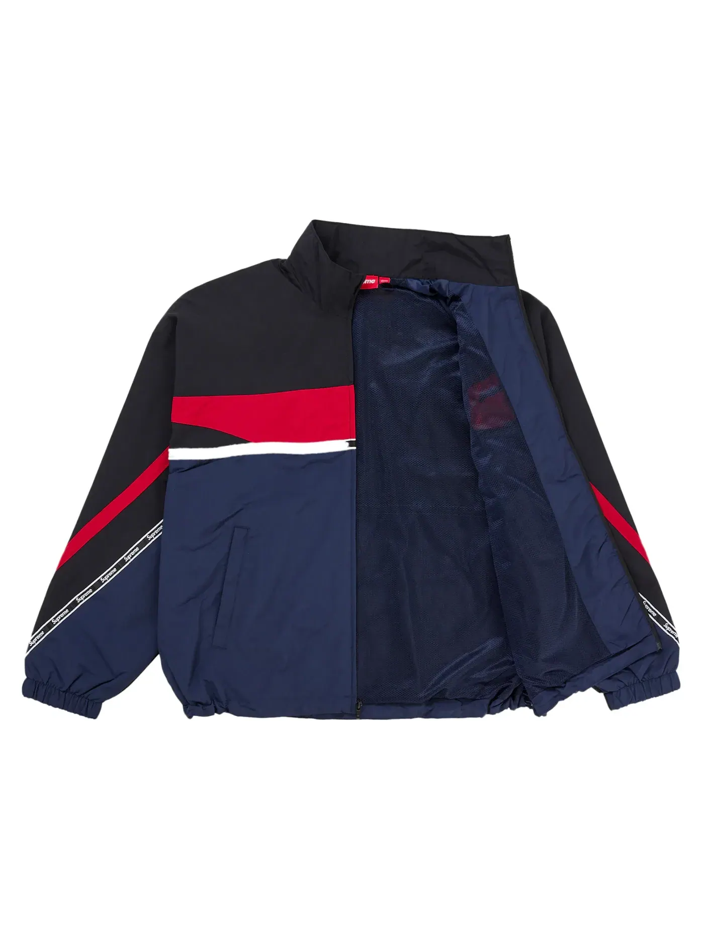 Мужская куртка с принтом Supreme Logo Taping Track Jacket Navy — изображение 2 из 3