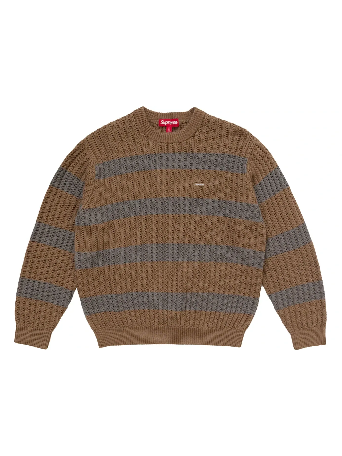 Мужской свитер в полоску Supreme Loose Gauge Stripe Small Box Sweater — изображение 1 из 1, хаки